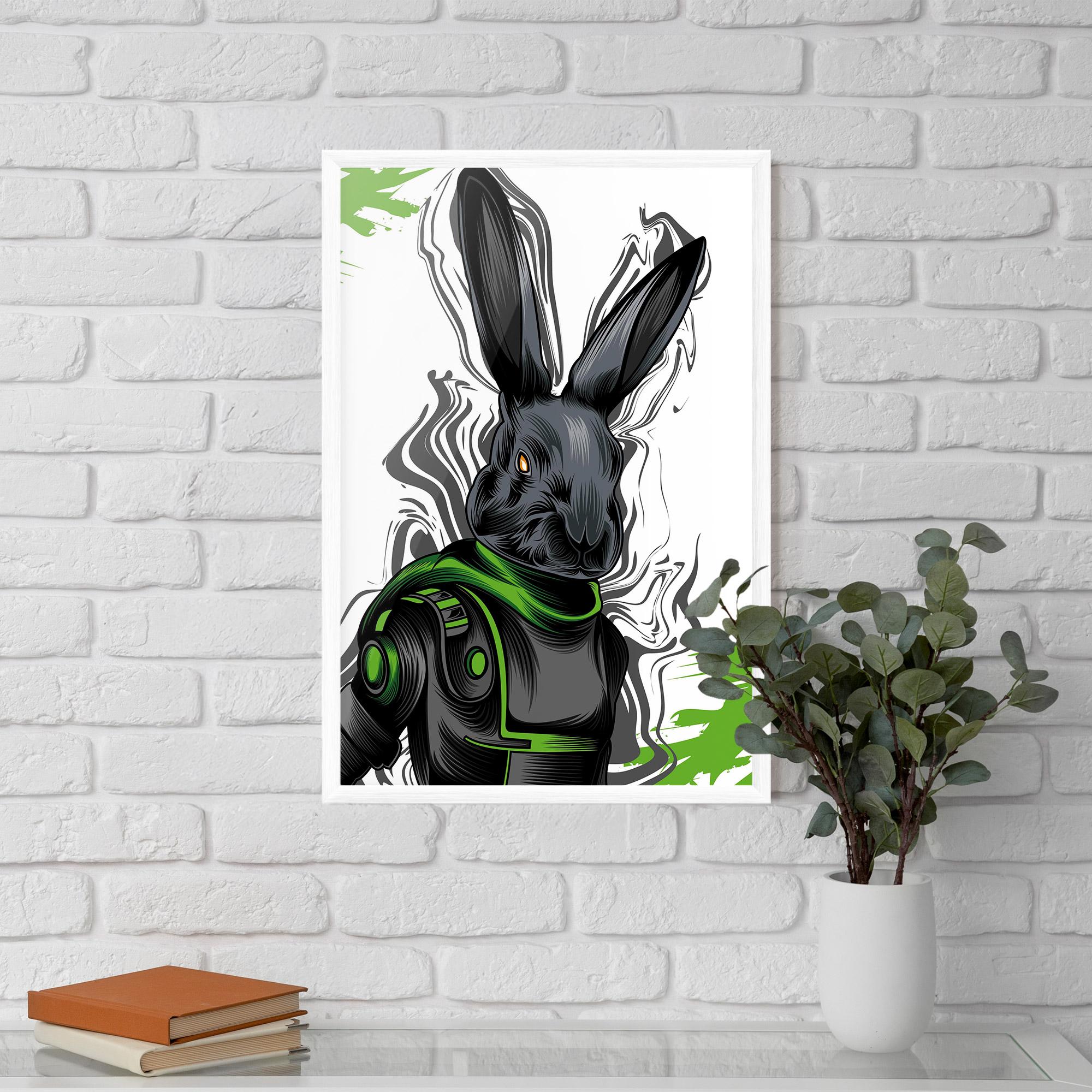Keretezett Poszter Cyborg Green Bunny mockup 5