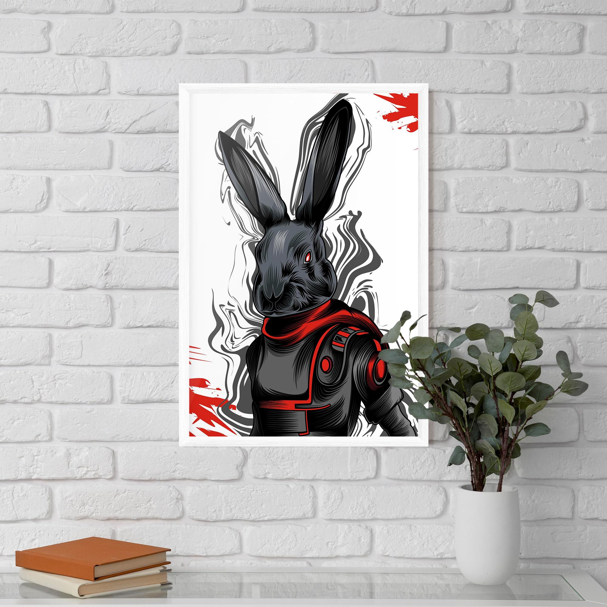 Keretezett Poszter Red Robot Bunny mockup 5