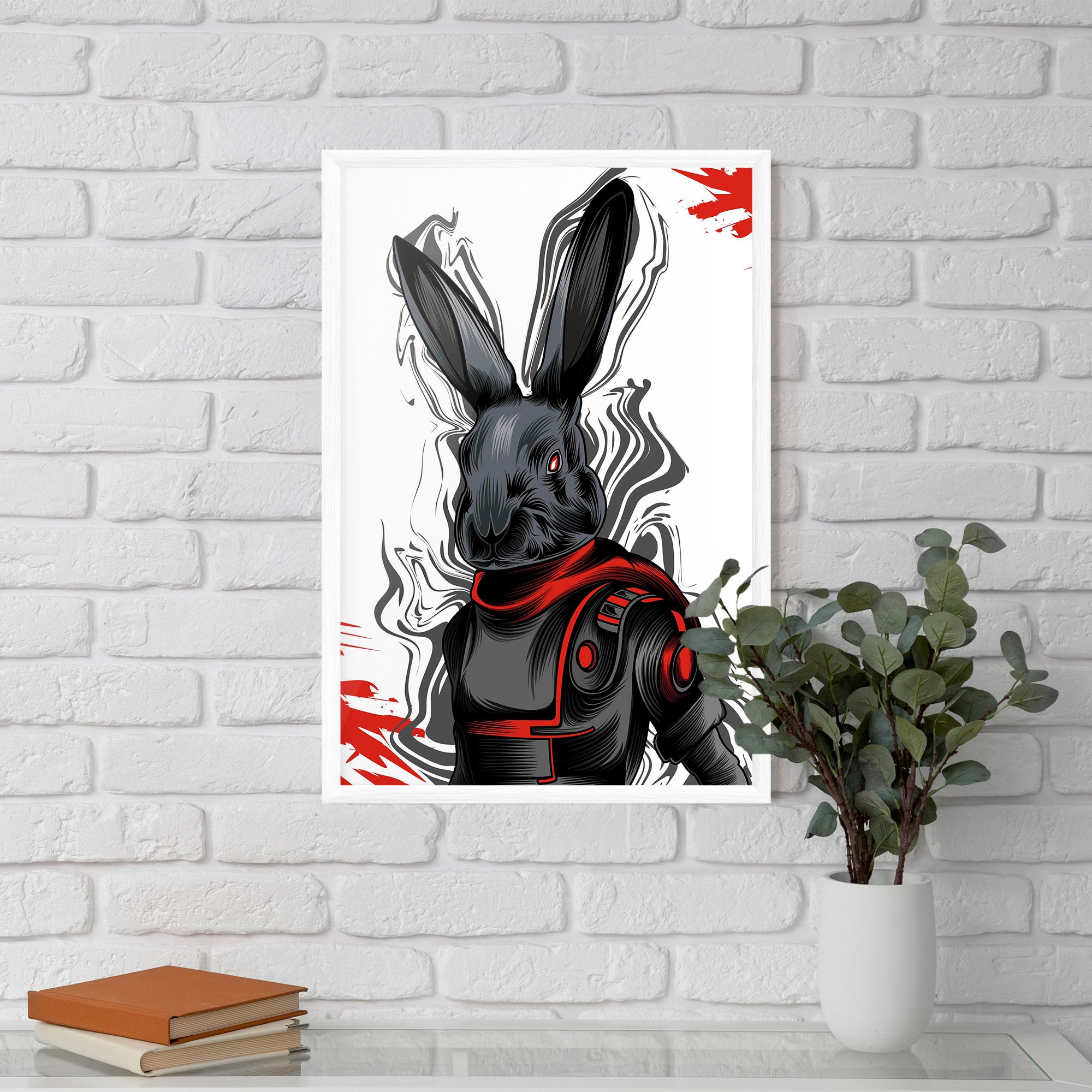 Red Robot Bunny mockup 5