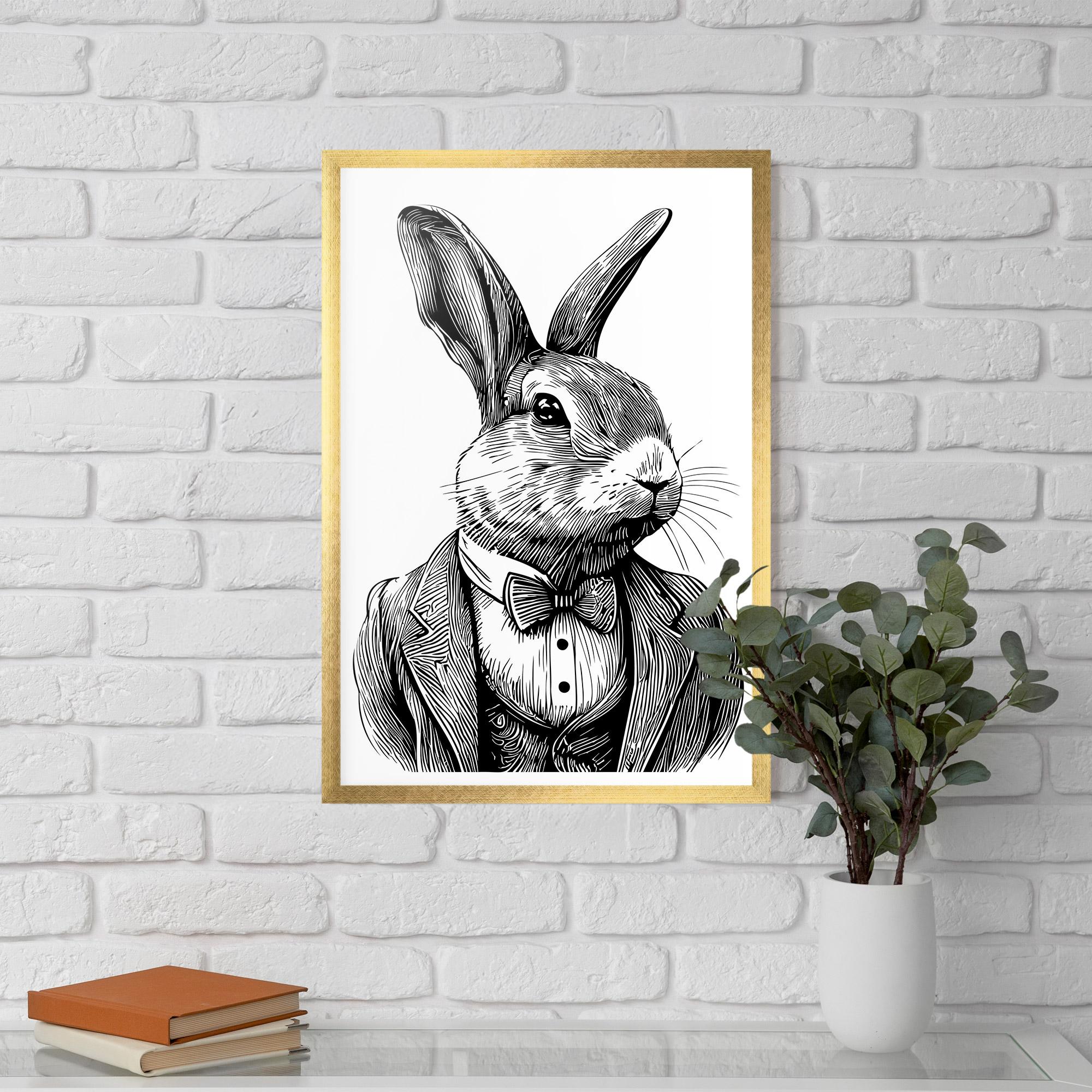 Keretezett Poszter Bunny In Suit mockup 5