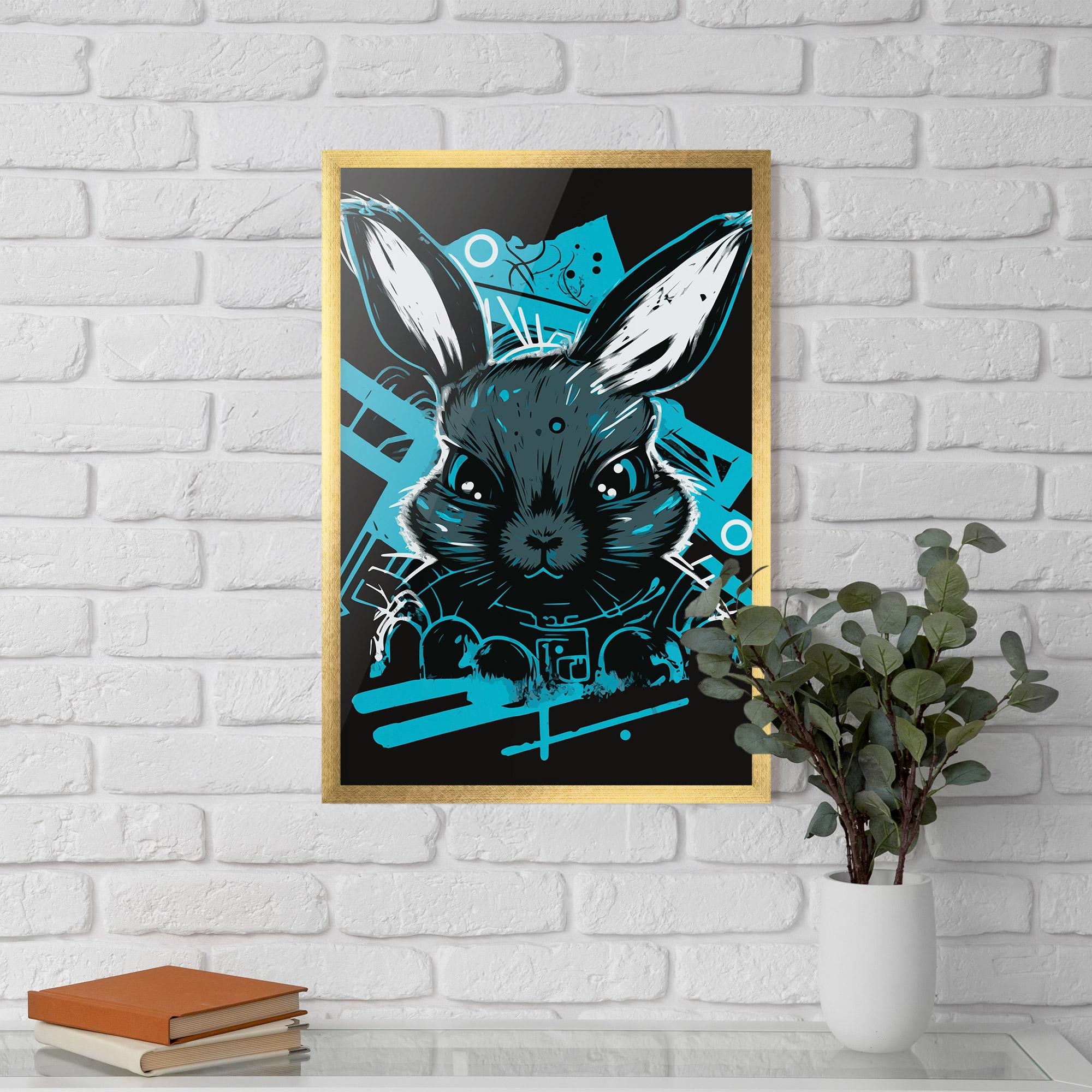 Keretezett Poszter Grey Blue Bunny mockup 5