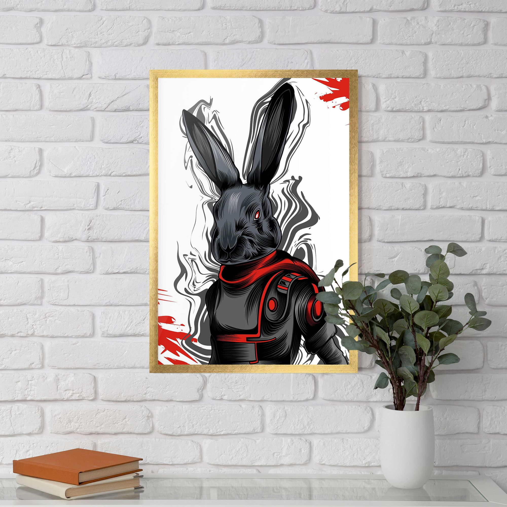Red Robot Bunny mockup 5