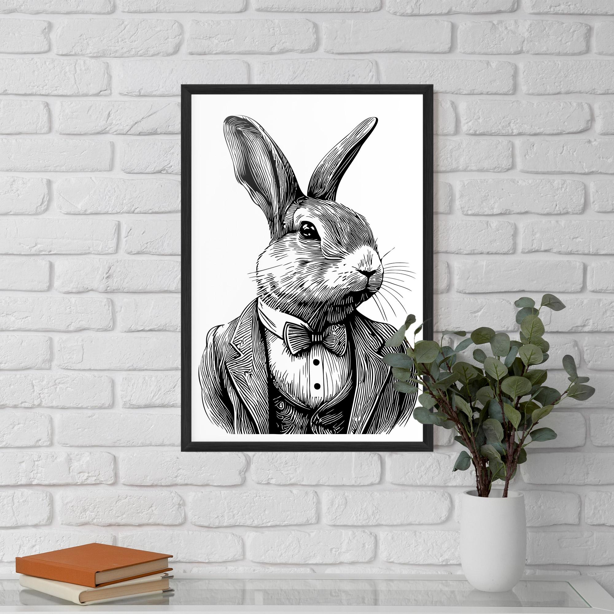 Keretezett Poszter Bunny In Suit mockup 5