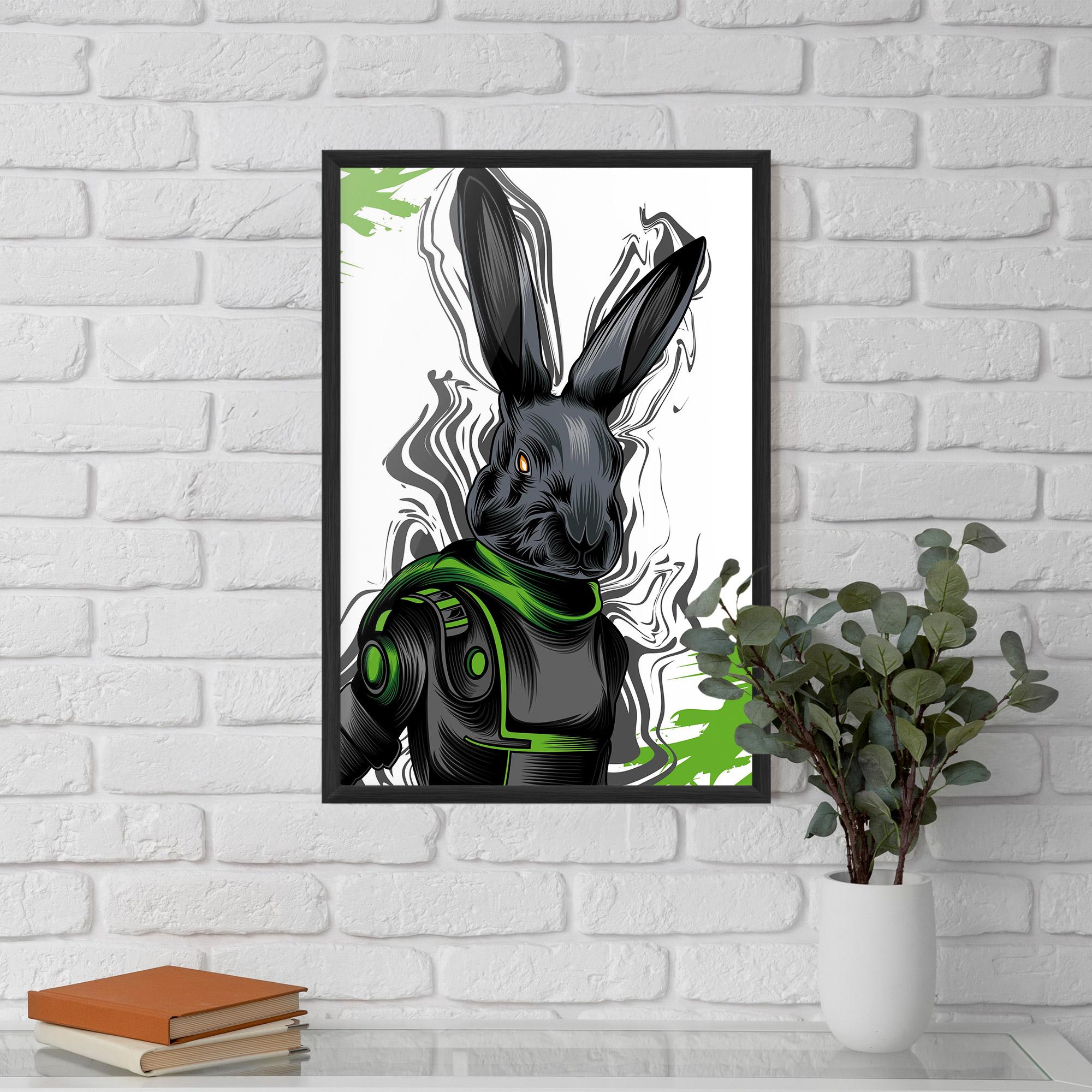 Keretezett Poszter Cyborg Green Bunny mockup 5