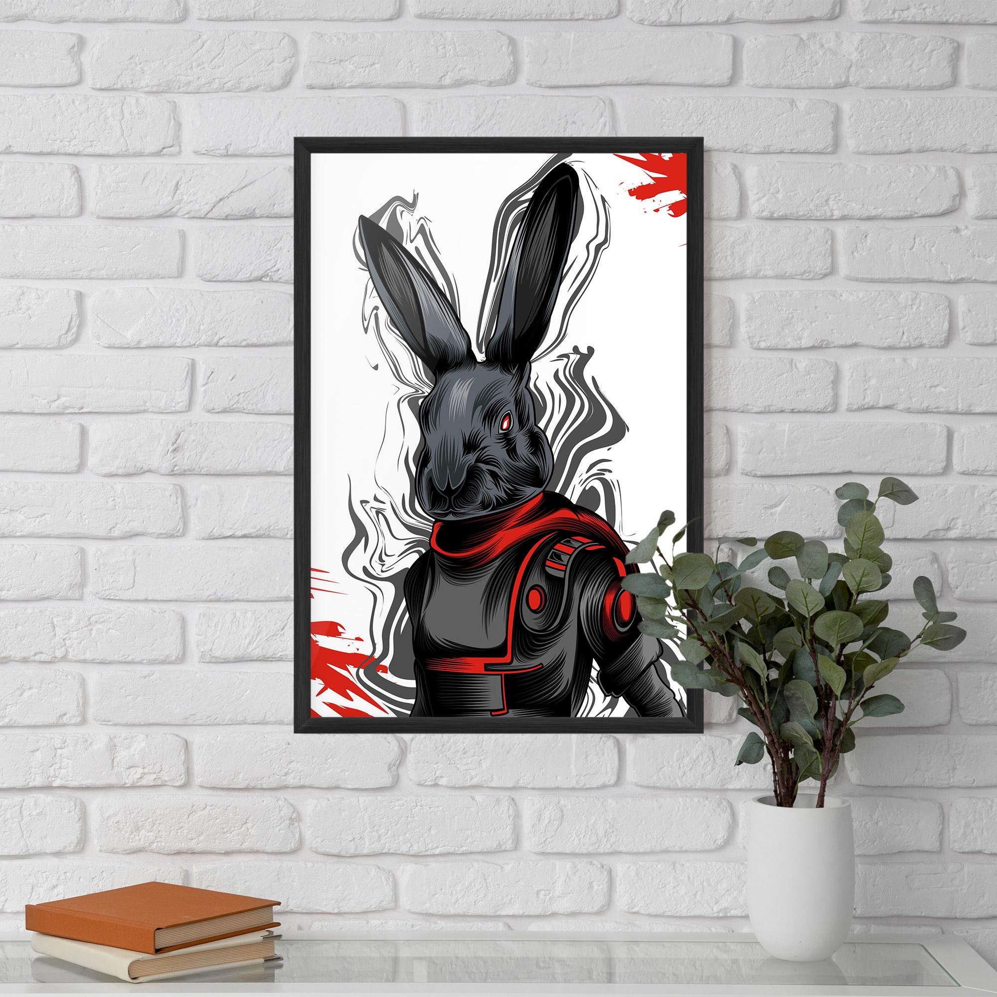 Keretezett Poszter Red Robot Bunny mockup 5