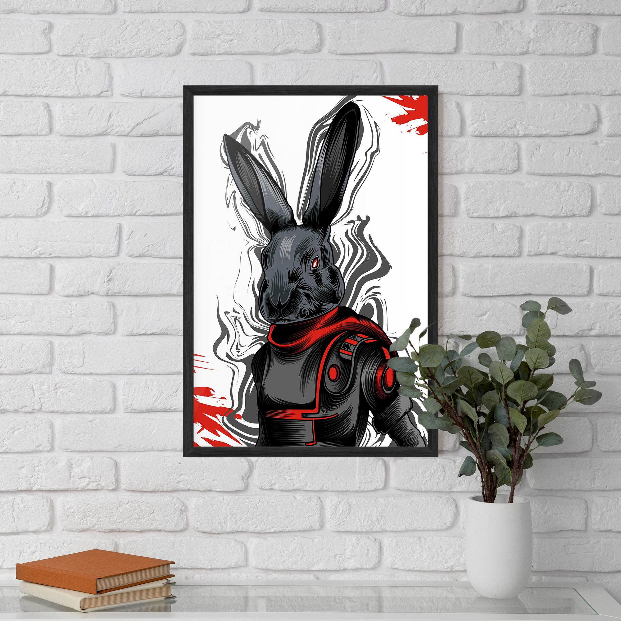 Red Robot Bunny mockup 5