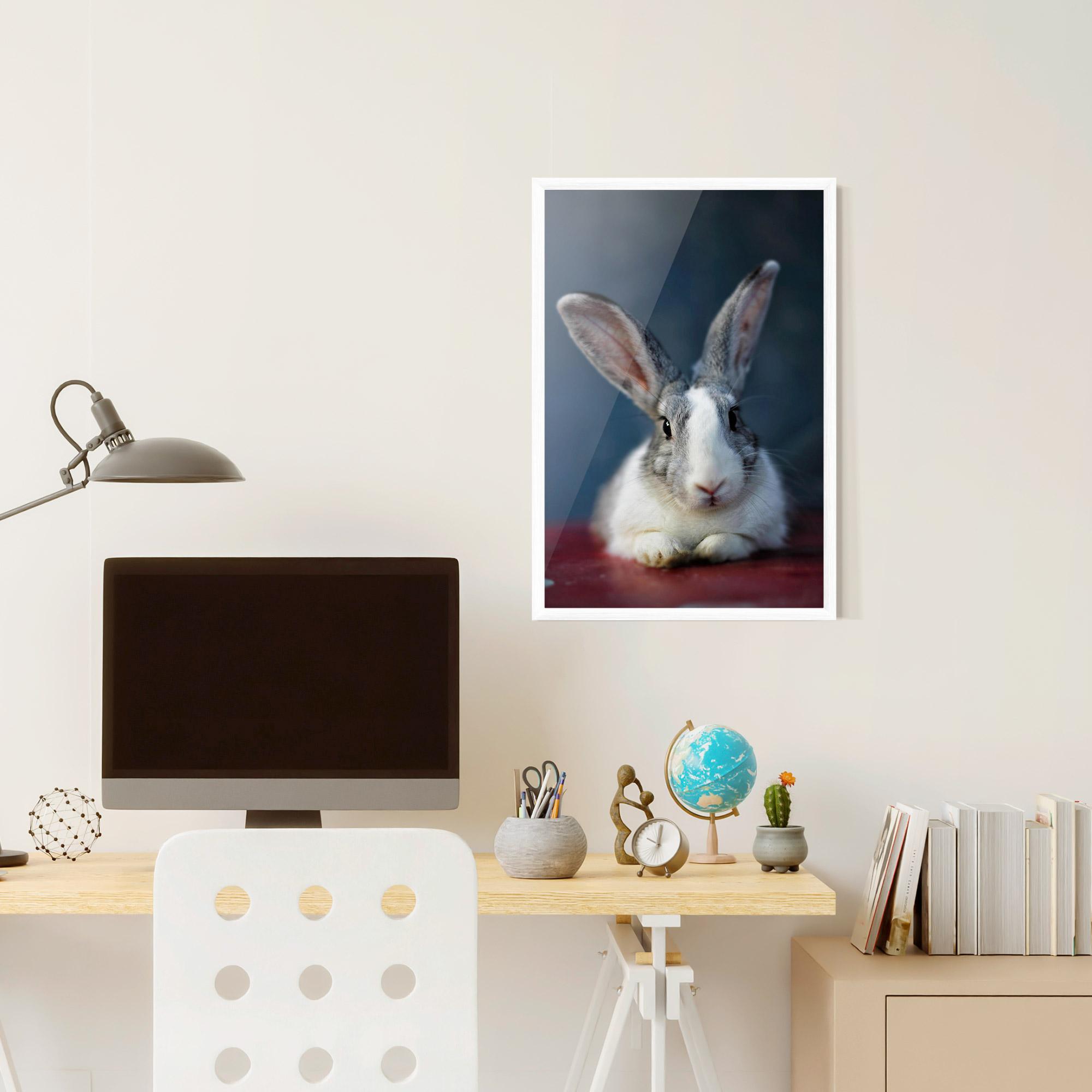 Keretezett Poszter Cute Grey Bunny mockup 6