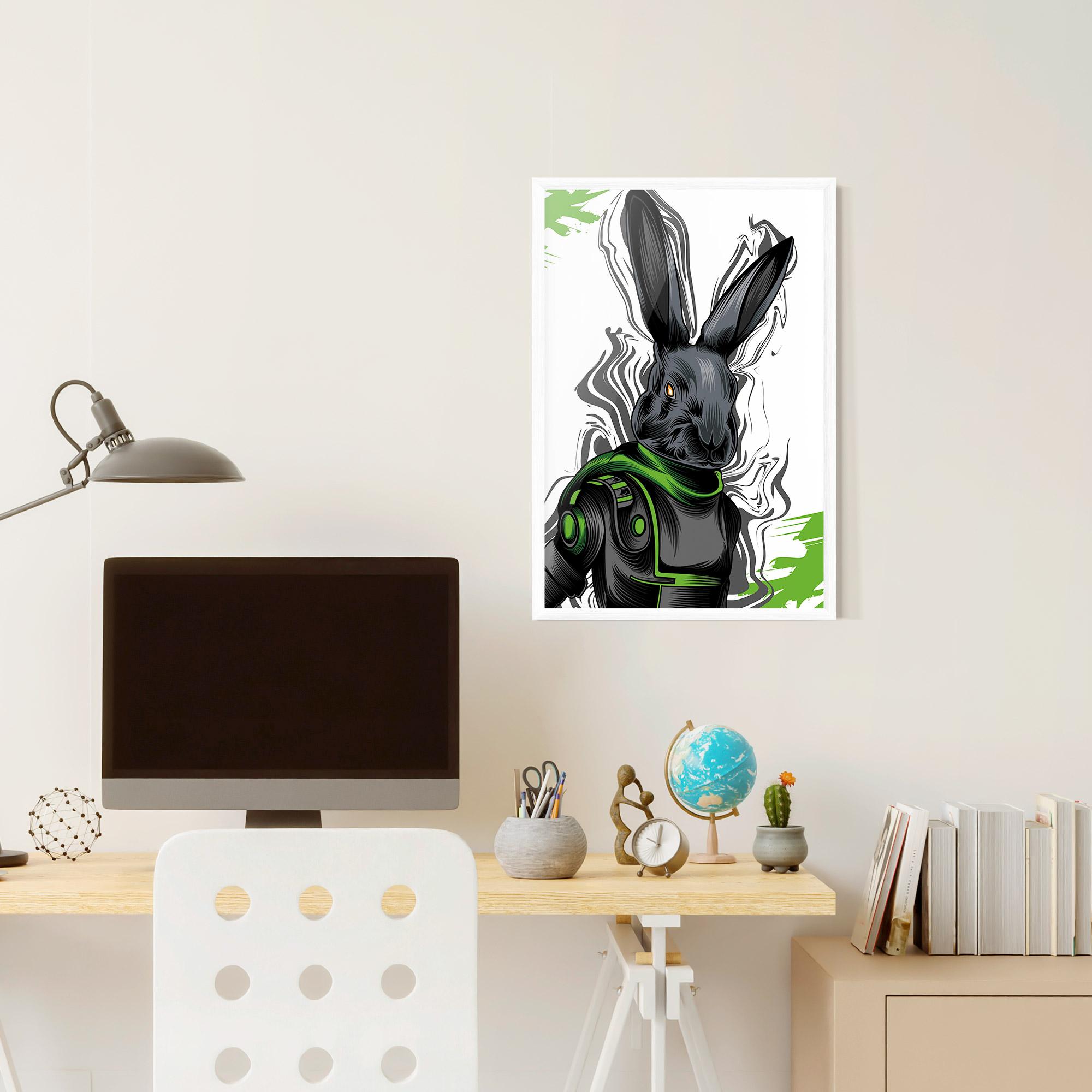 Keretezett Poszter Cyborg Green Bunny mockup 6