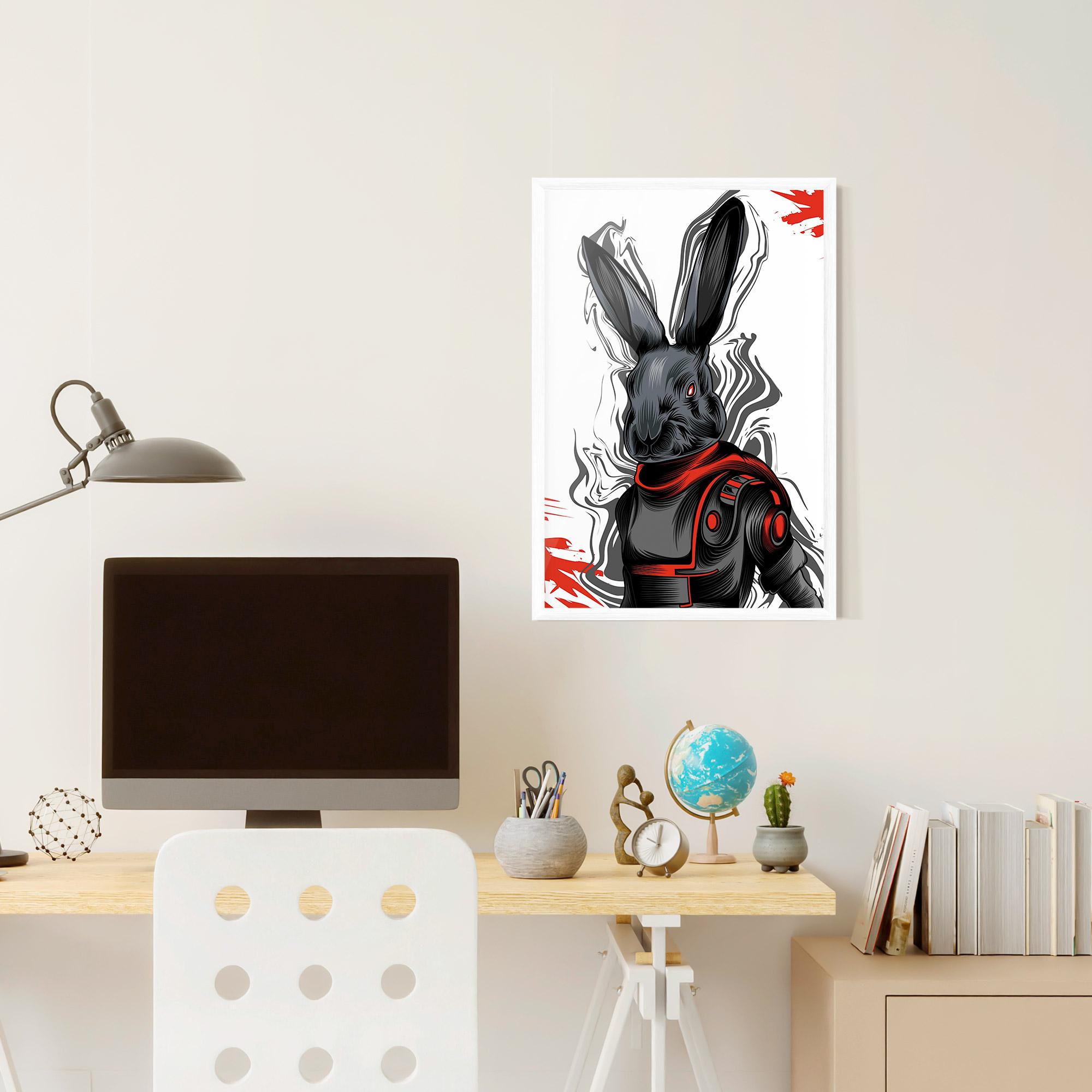 Keretezett Poszter Red Robot Bunny mockup 6