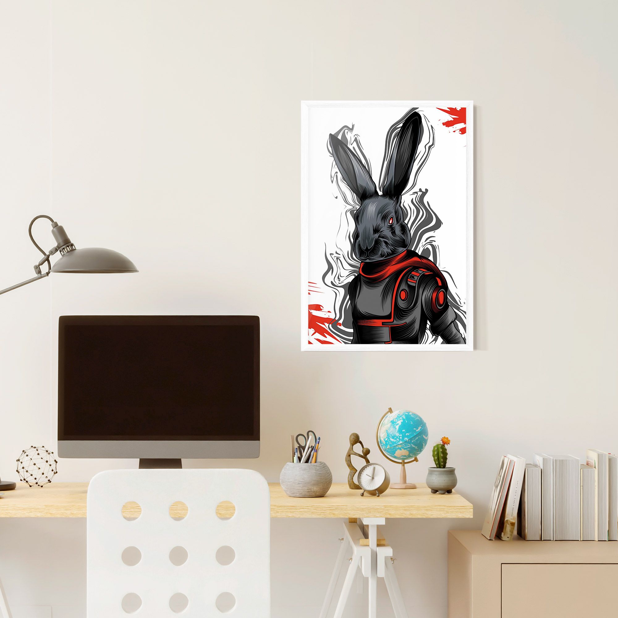 Red Robot Bunny mockup 6