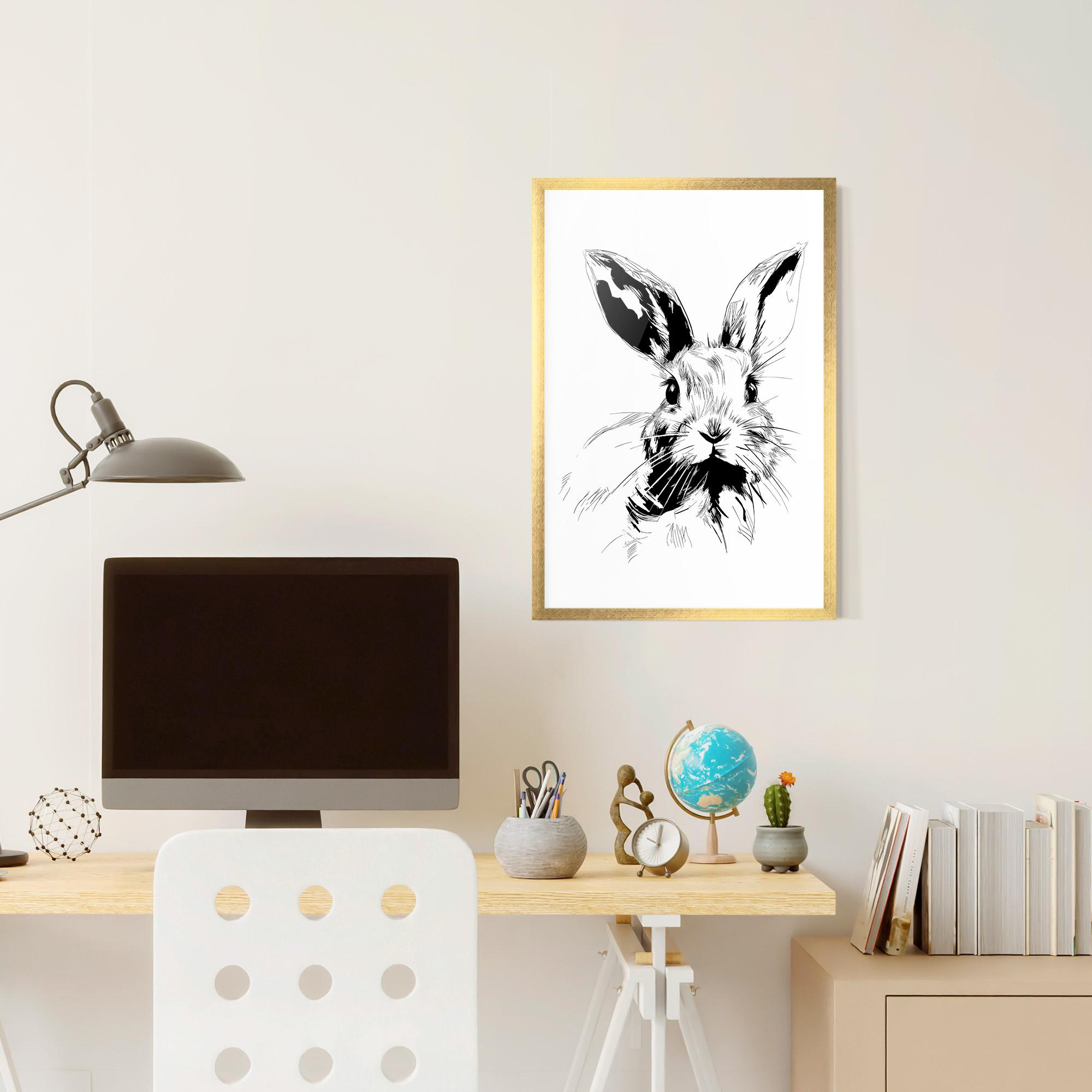 Keretezett Poszter Rabbit Looking mockup 6