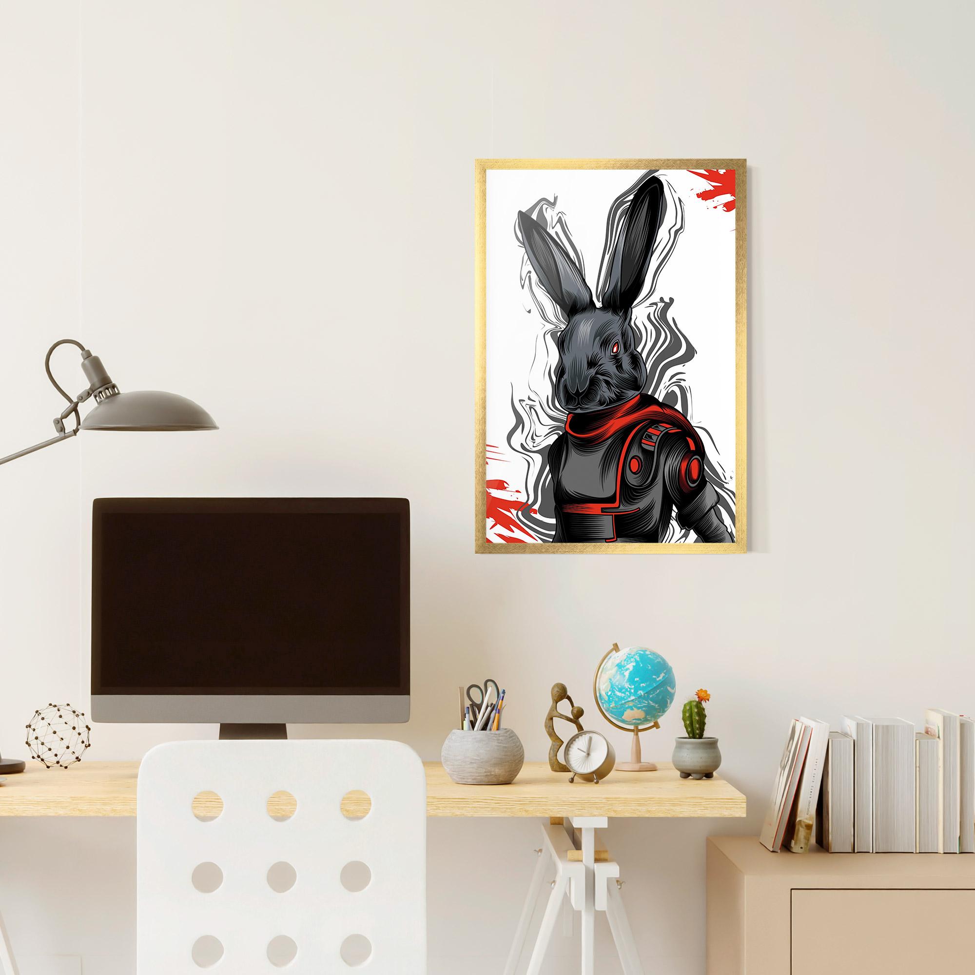 Keretezett Poszter Red Robot Bunny mockup 6