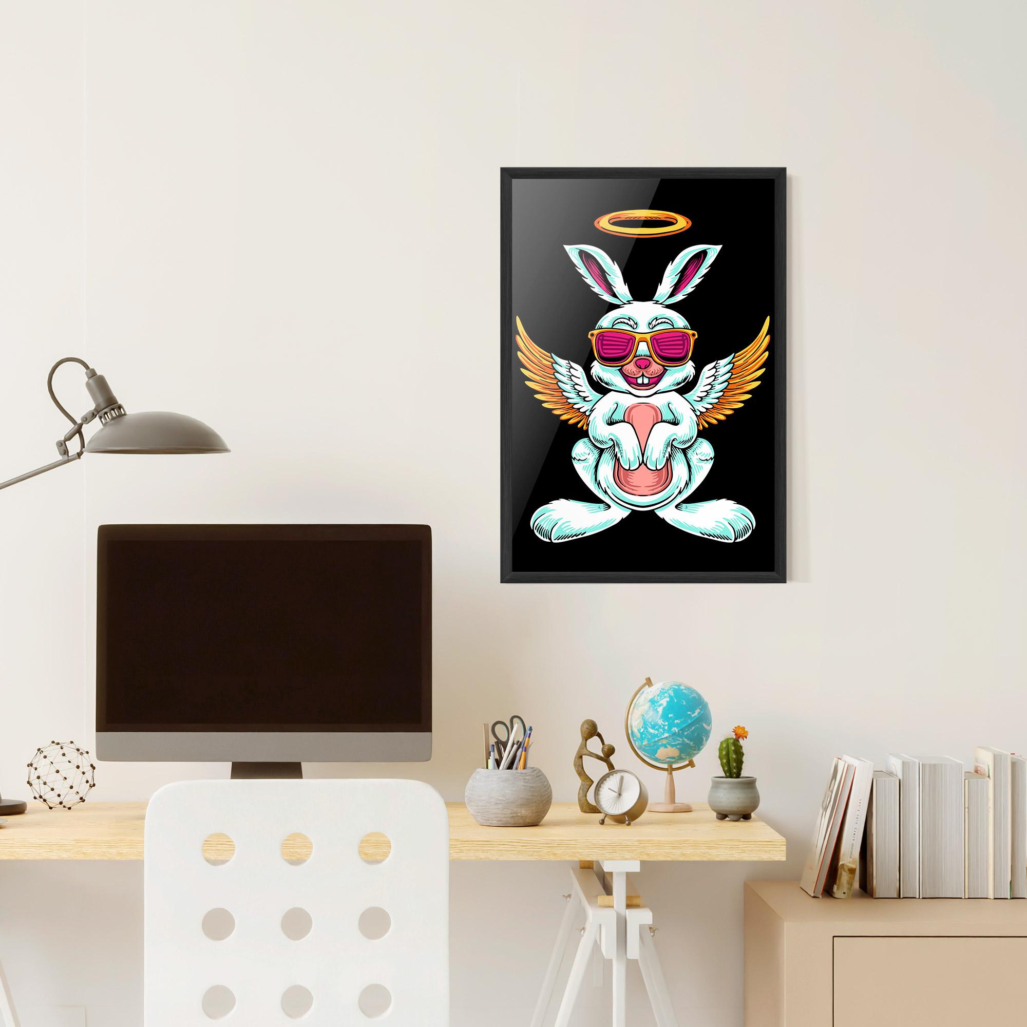 Keretezett Poszter Angel Cool Bunny mockup 6