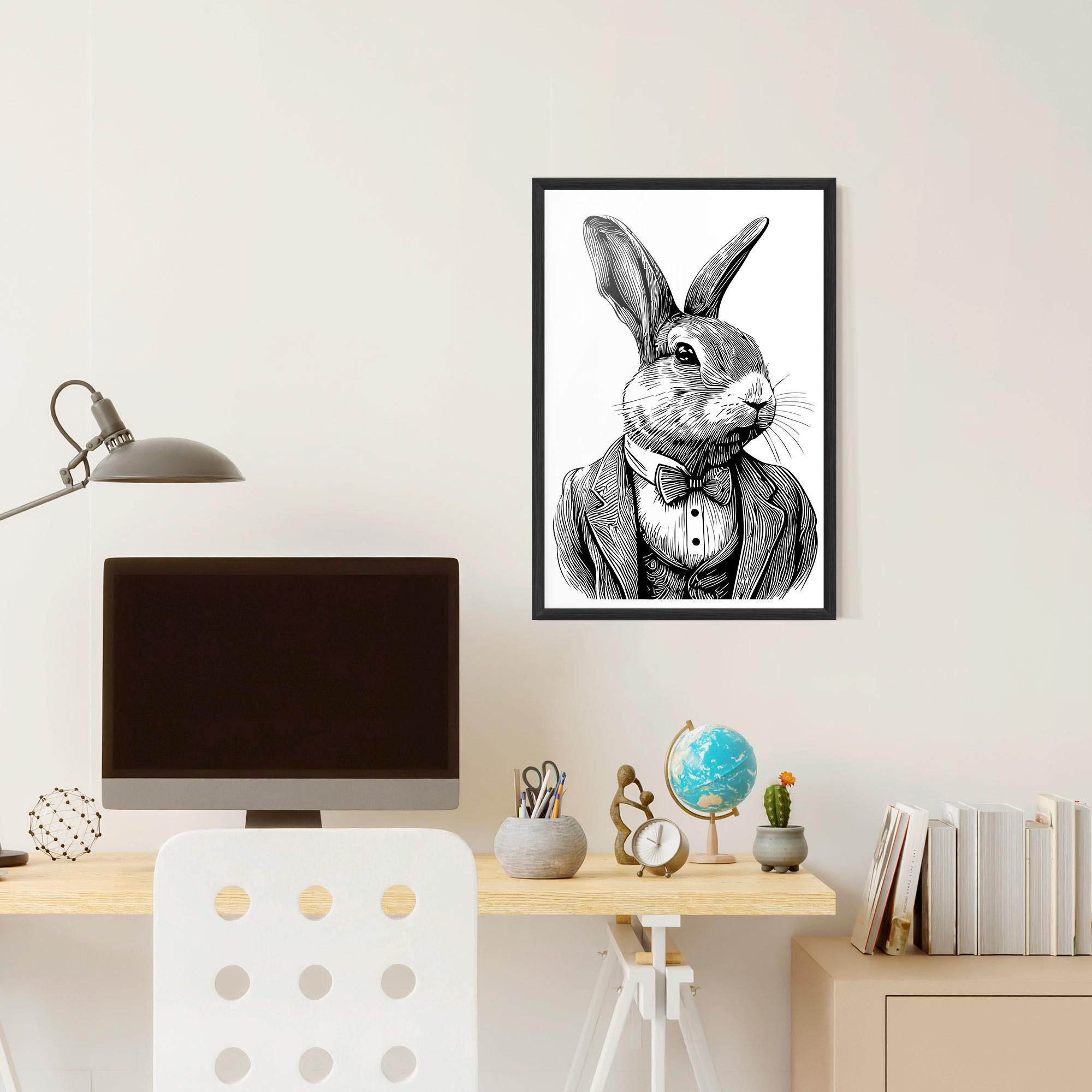 Keretezett Poszter Bunny In Suit mockup 6