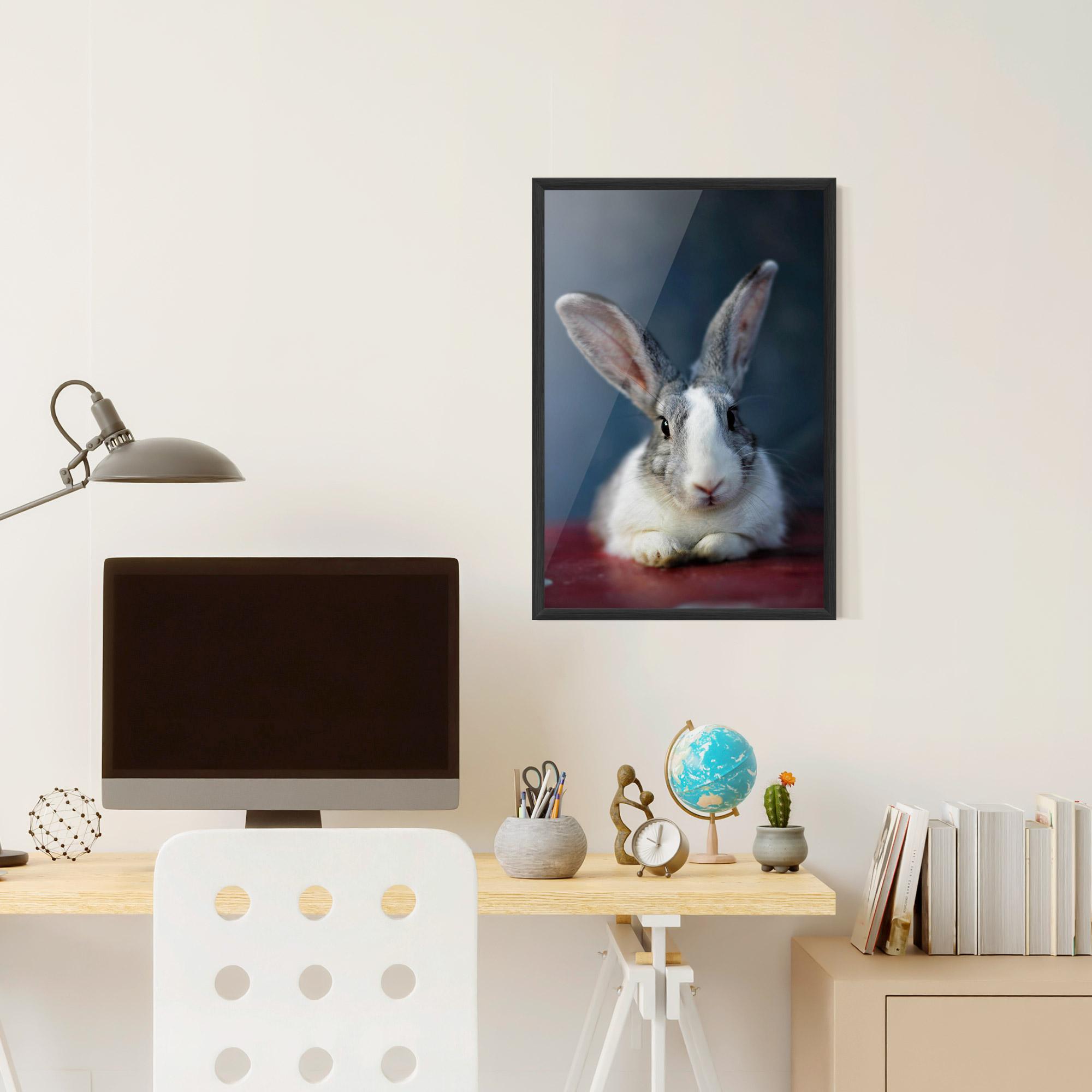 Keretezett Poszter Cute Grey Bunny mockup 6