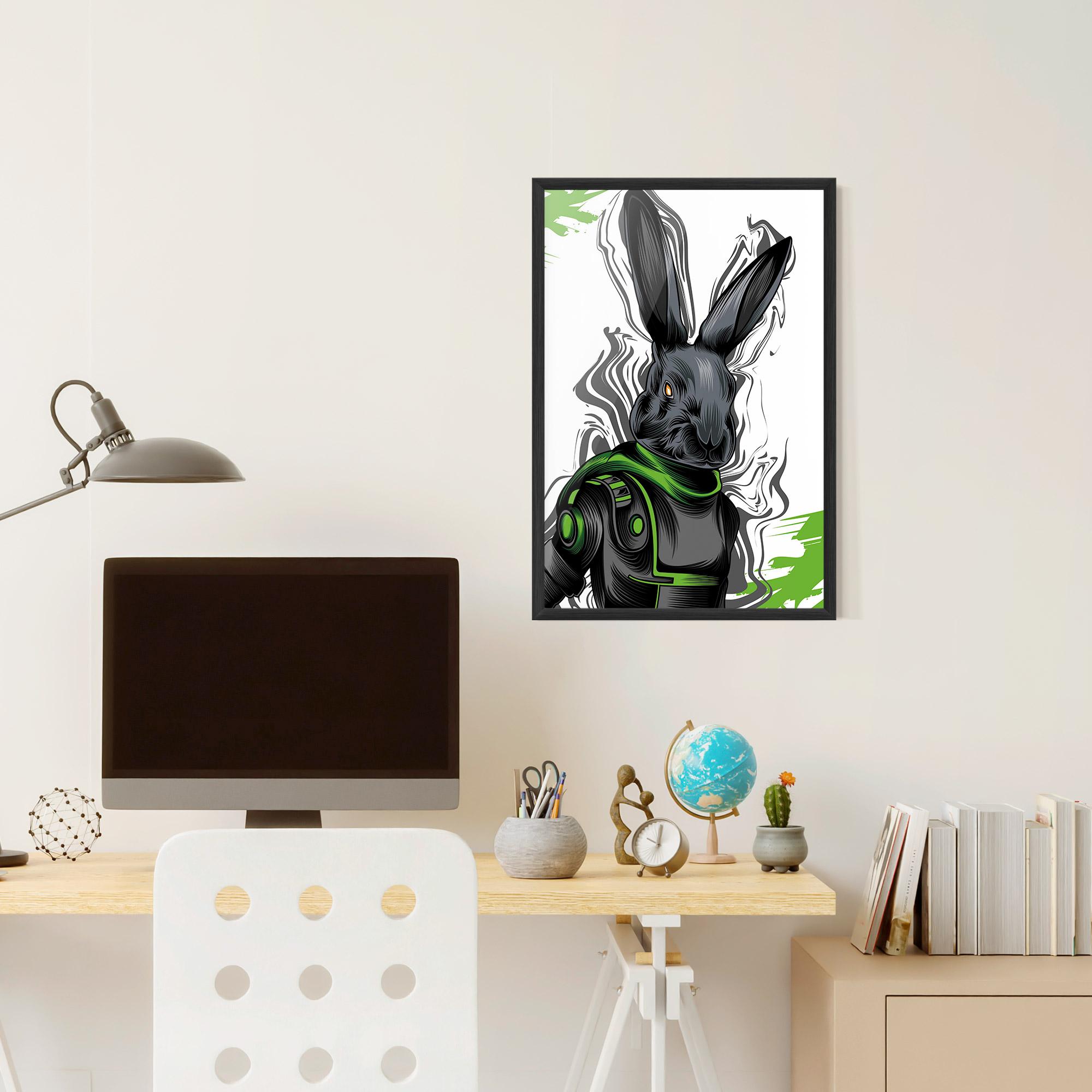 Keretezett Poszter Cyborg Green Bunny mockup 6