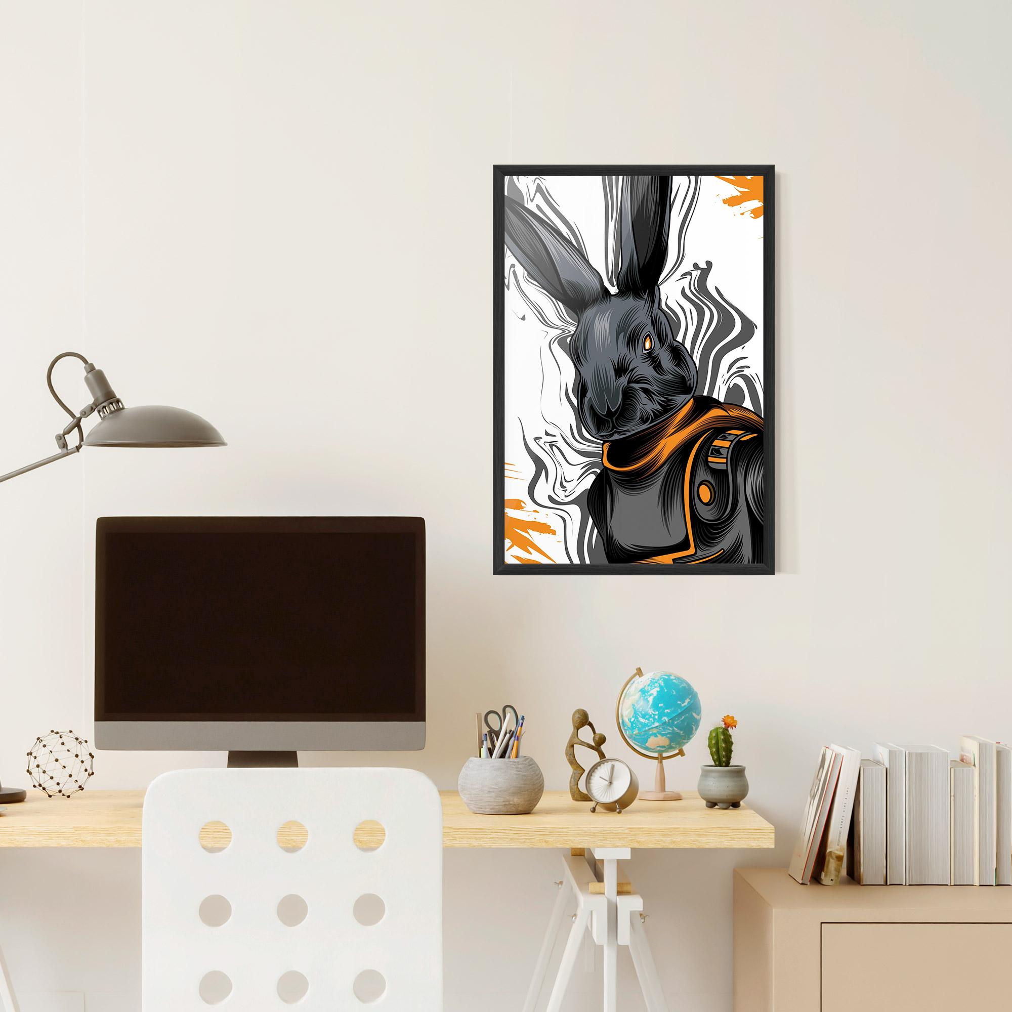 Keretezett Poszter Cyborg Yellow Bunny mockup 6