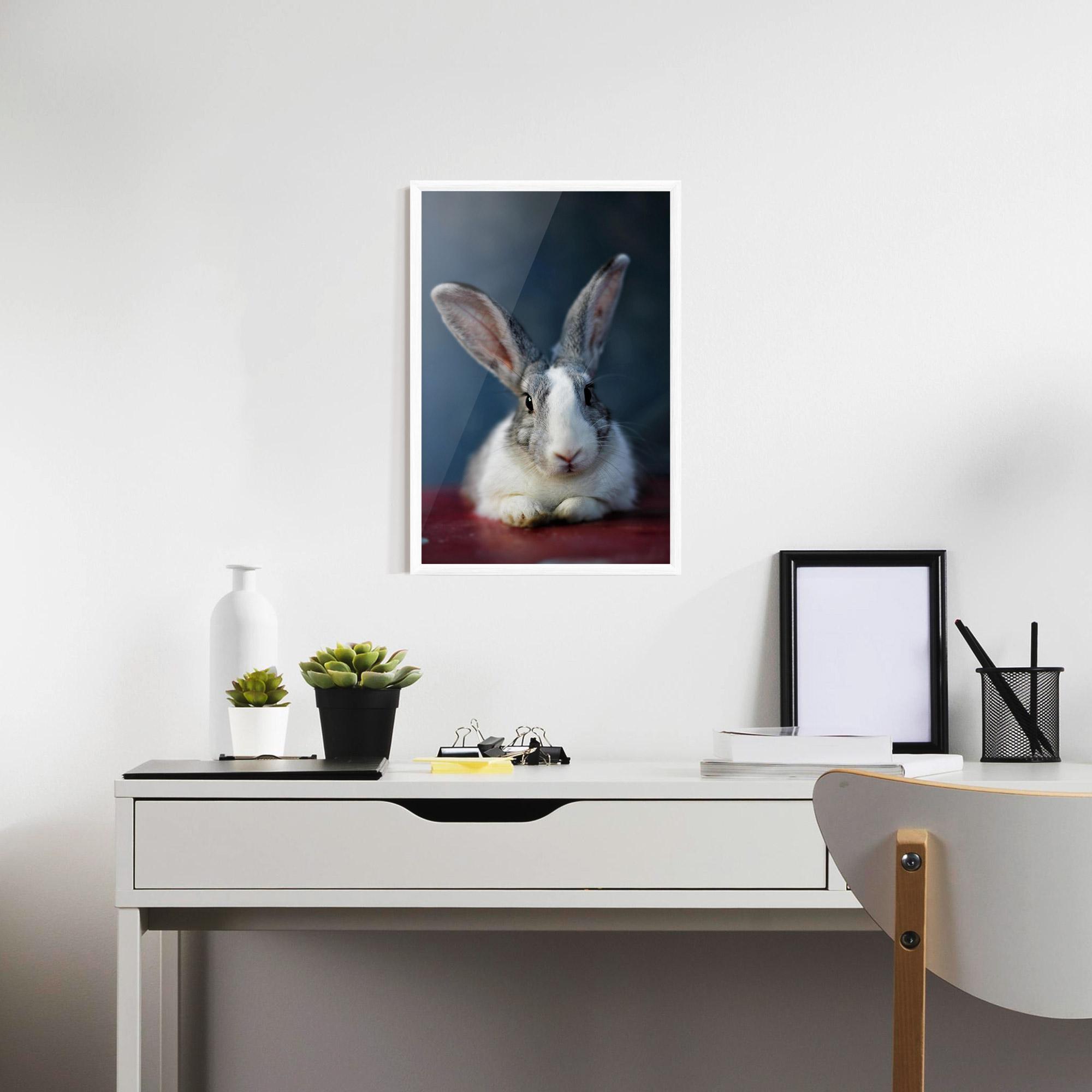 Keretezett Poszter Cute Grey Bunny mockup 7
