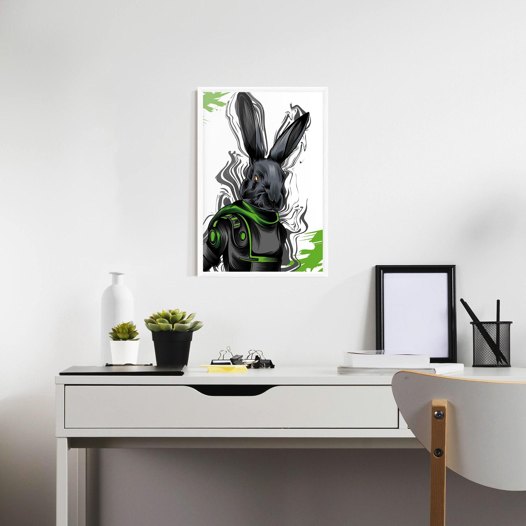 Keretezett Poszter Cyborg Green Bunny mockup 7