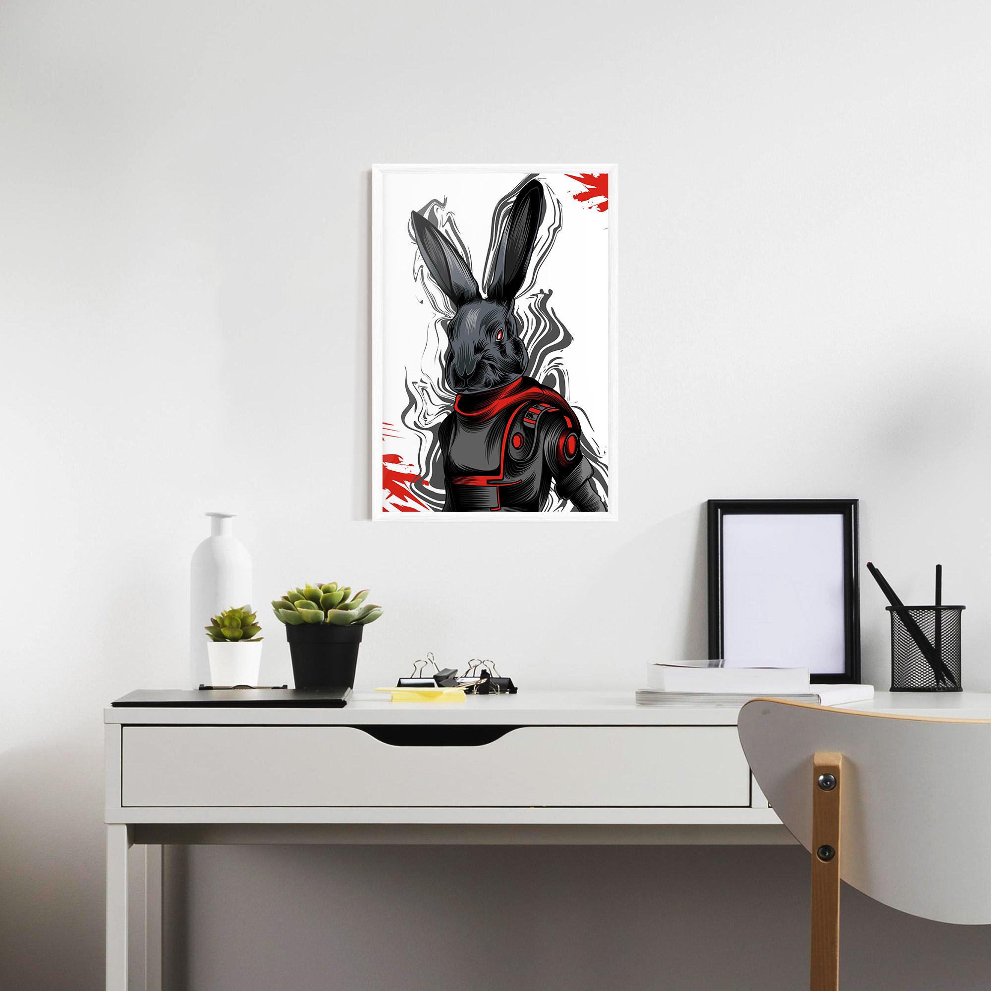 Keretezett Poszter Red Robot Bunny mockup 7