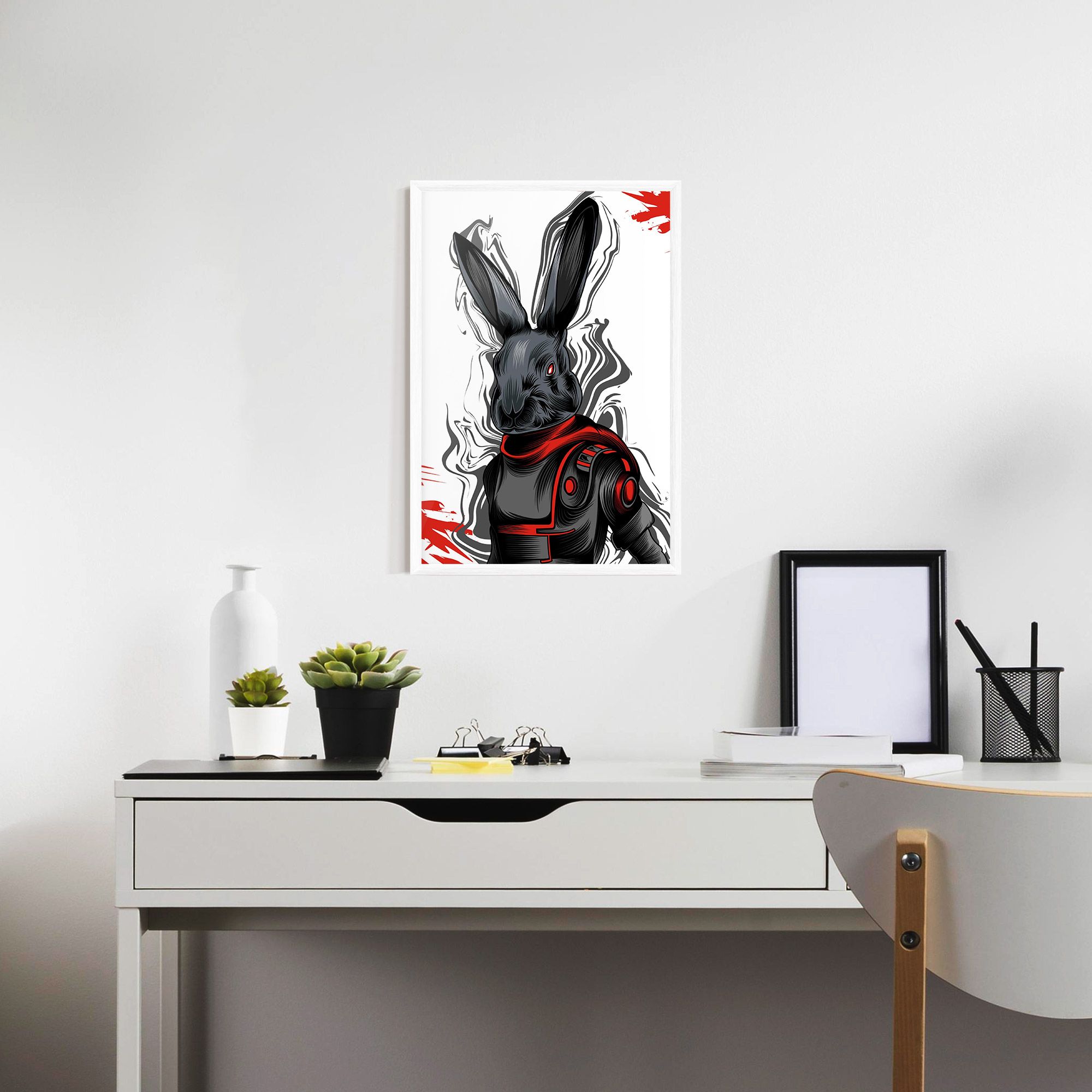 Red Robot Bunny mockup 7