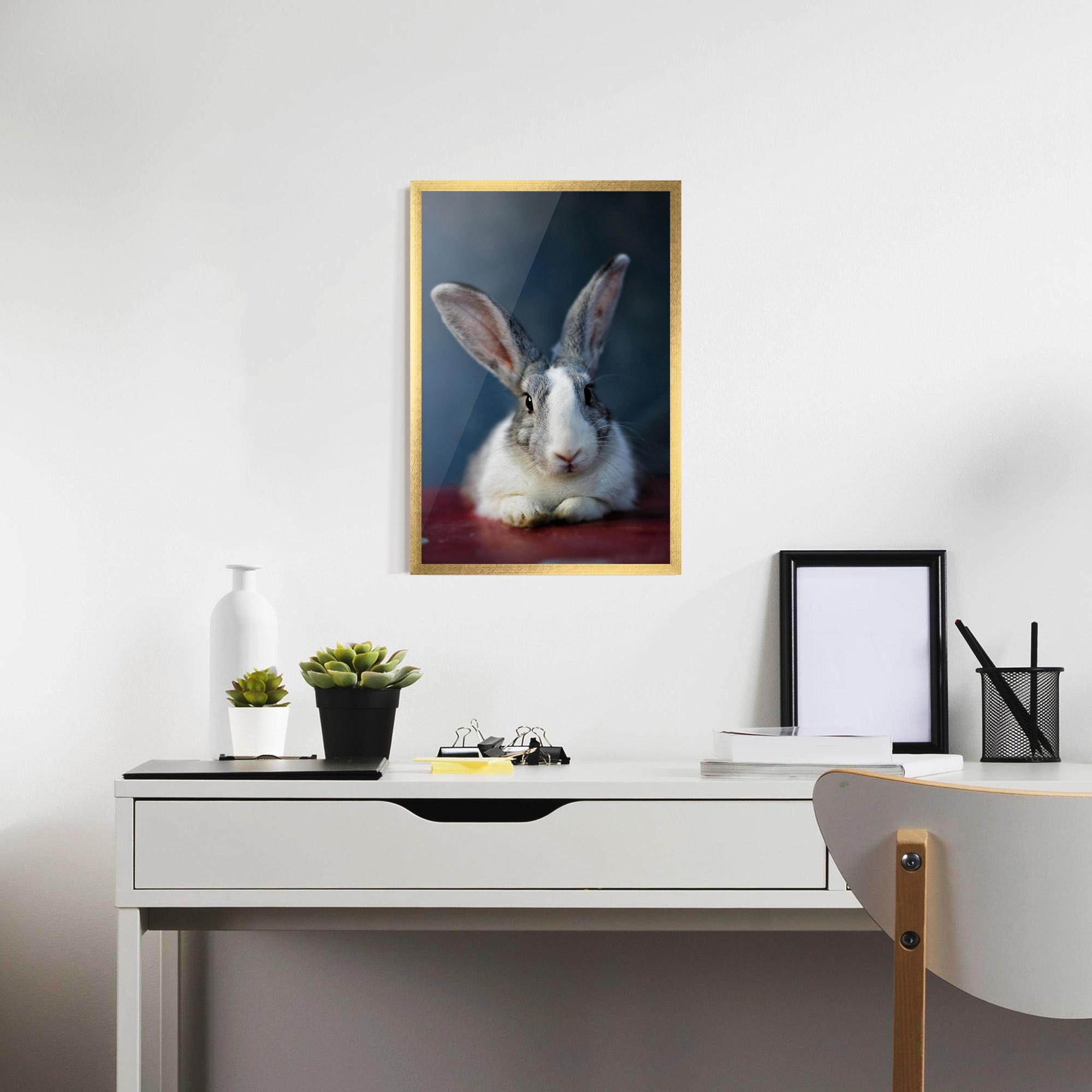 Keretezett Poszter Cute Grey Bunny mockup 7