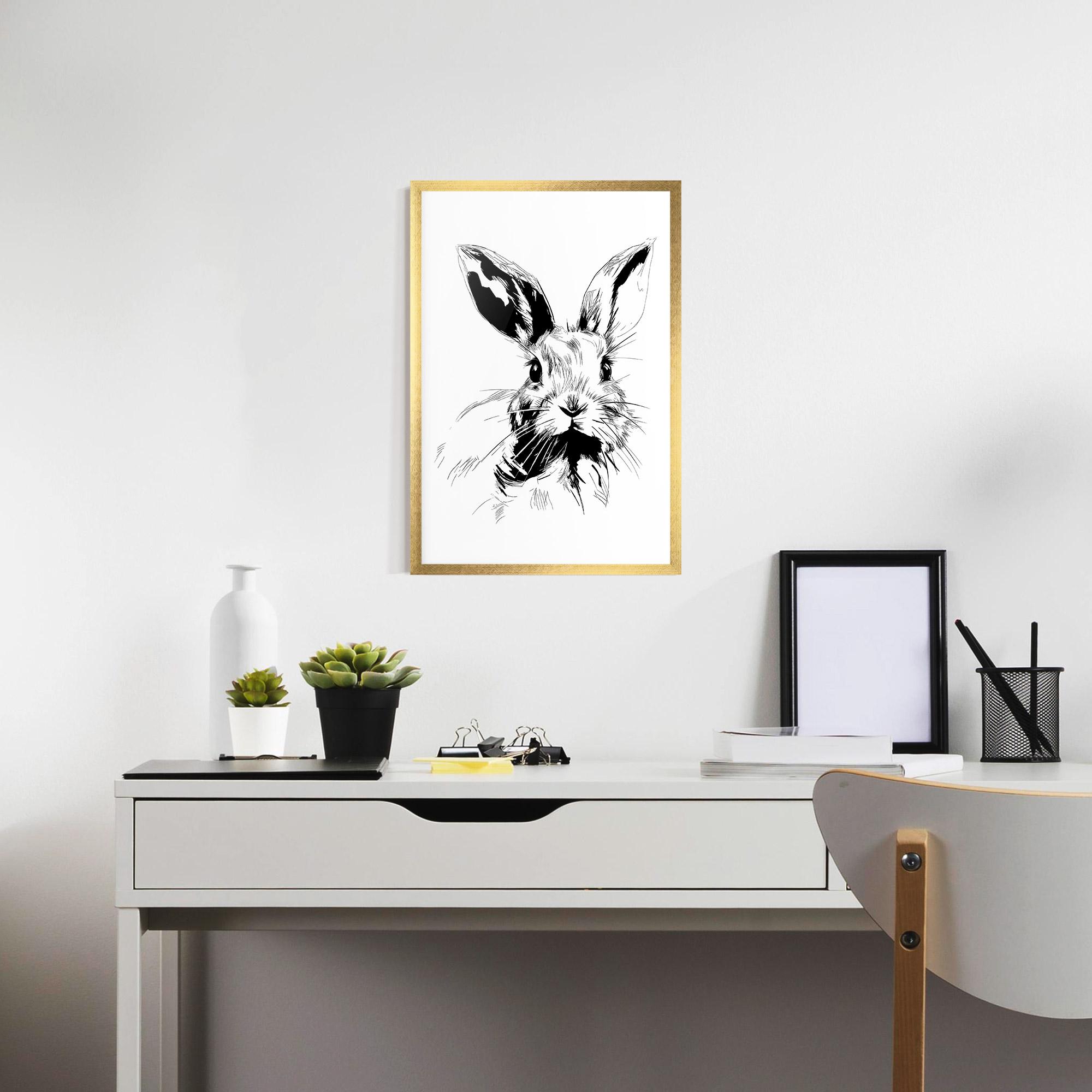 Keretezett Poszter Rabbit Looking mockup 7