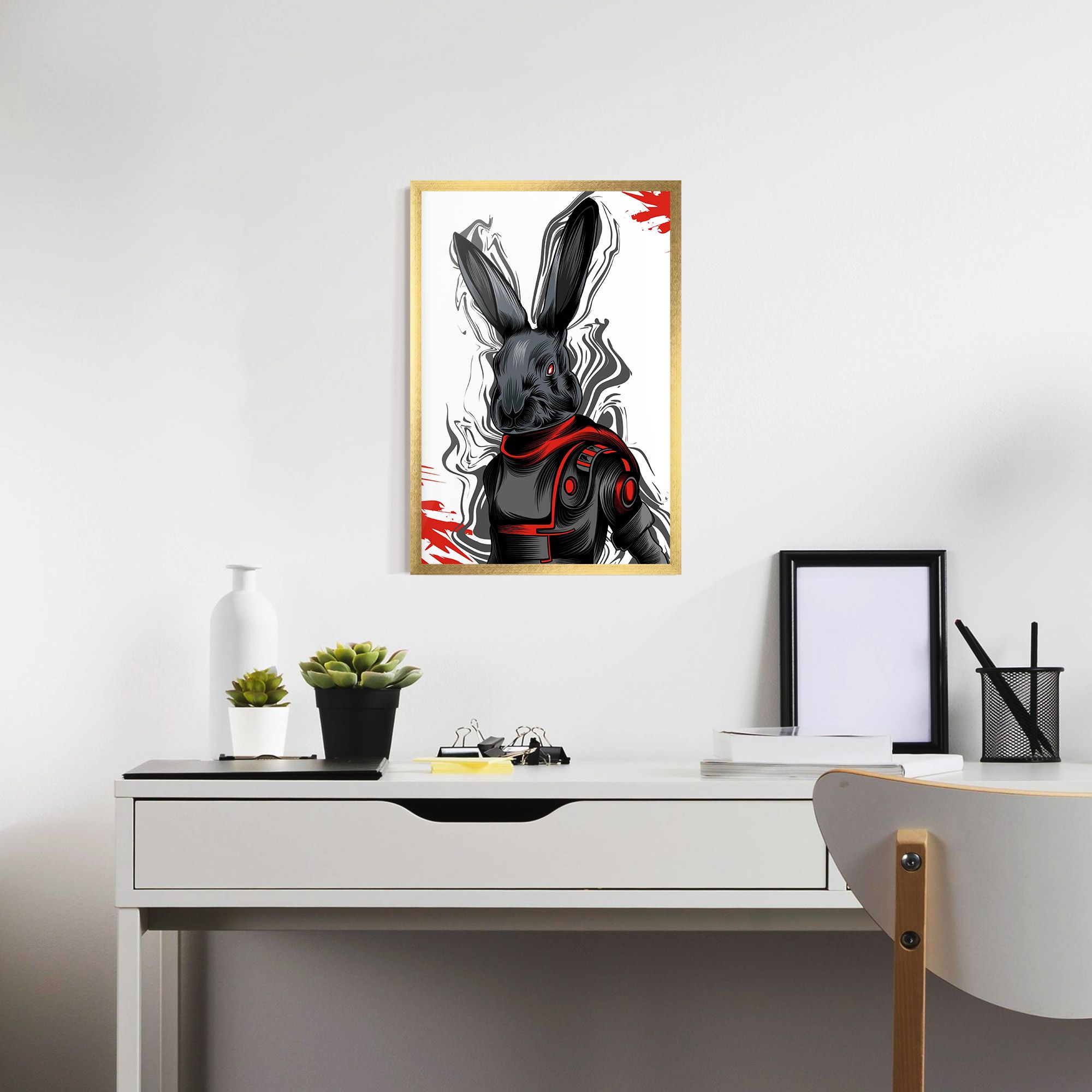 Red Robot Bunny mockup 7