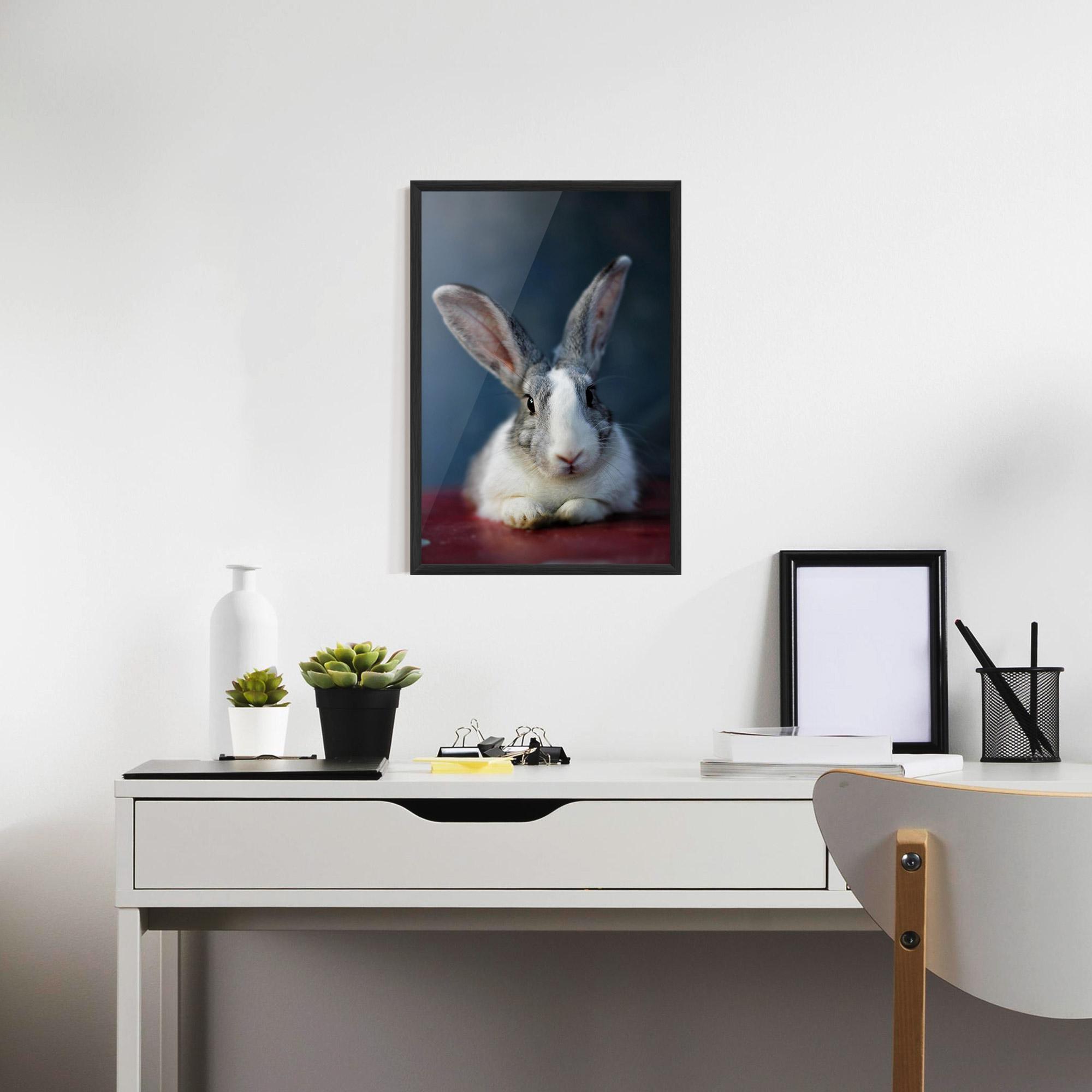 Keretezett Poszter Cute Grey Bunny mockup 7