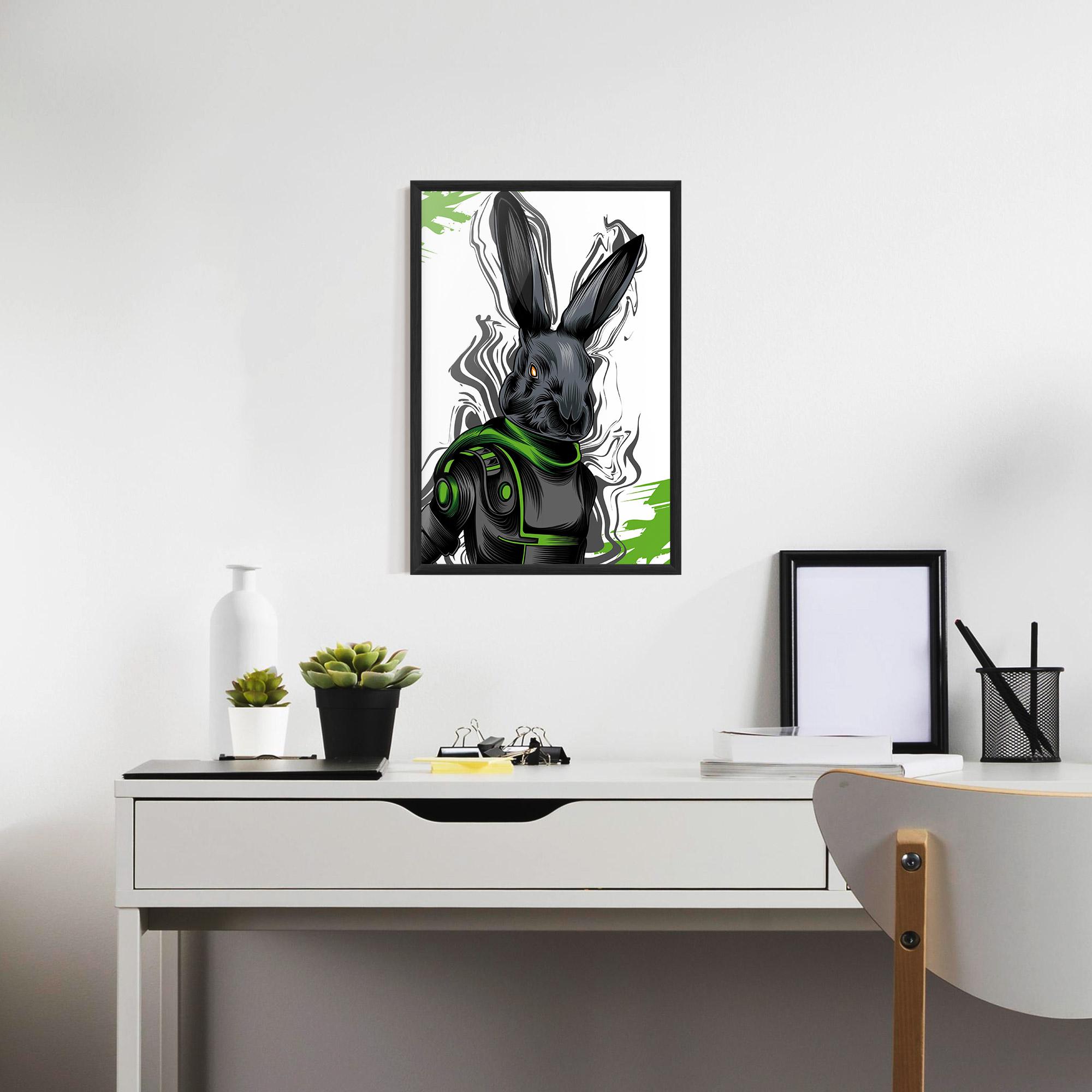 Keretezett Poszter Cyborg Green Bunny mockup 7