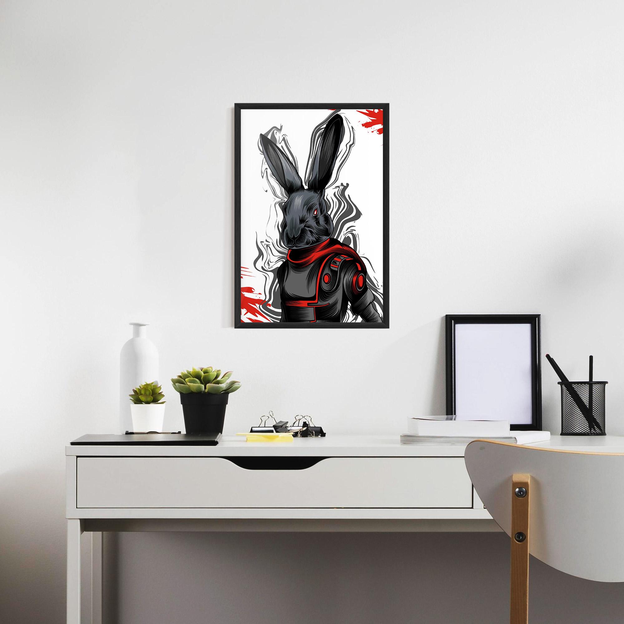 Keretezett Poszter Red Robot Bunny mockup 7