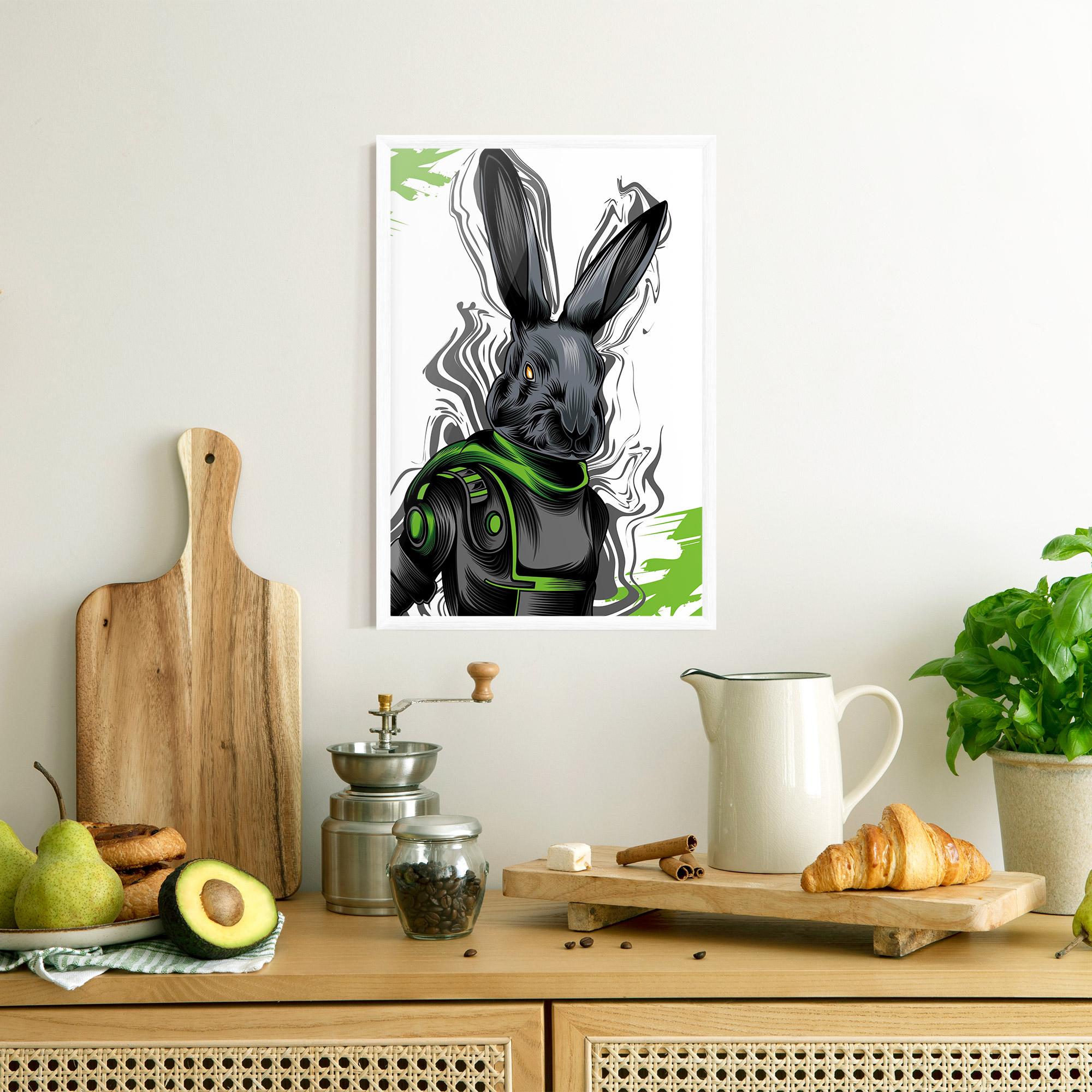 Keretezett Poszter Cyborg Green Bunny mockup 8