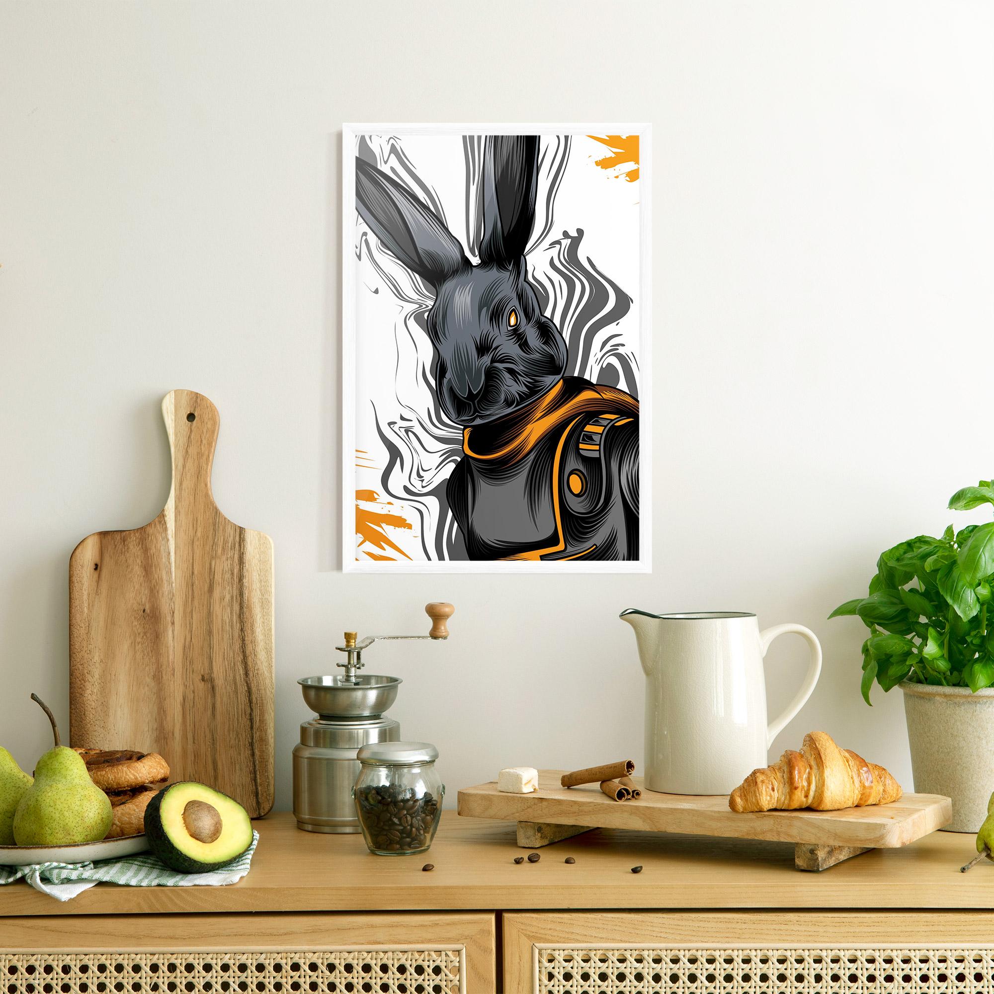 Keretezett Poszter Cyborg Yellow Bunny mockup 8
