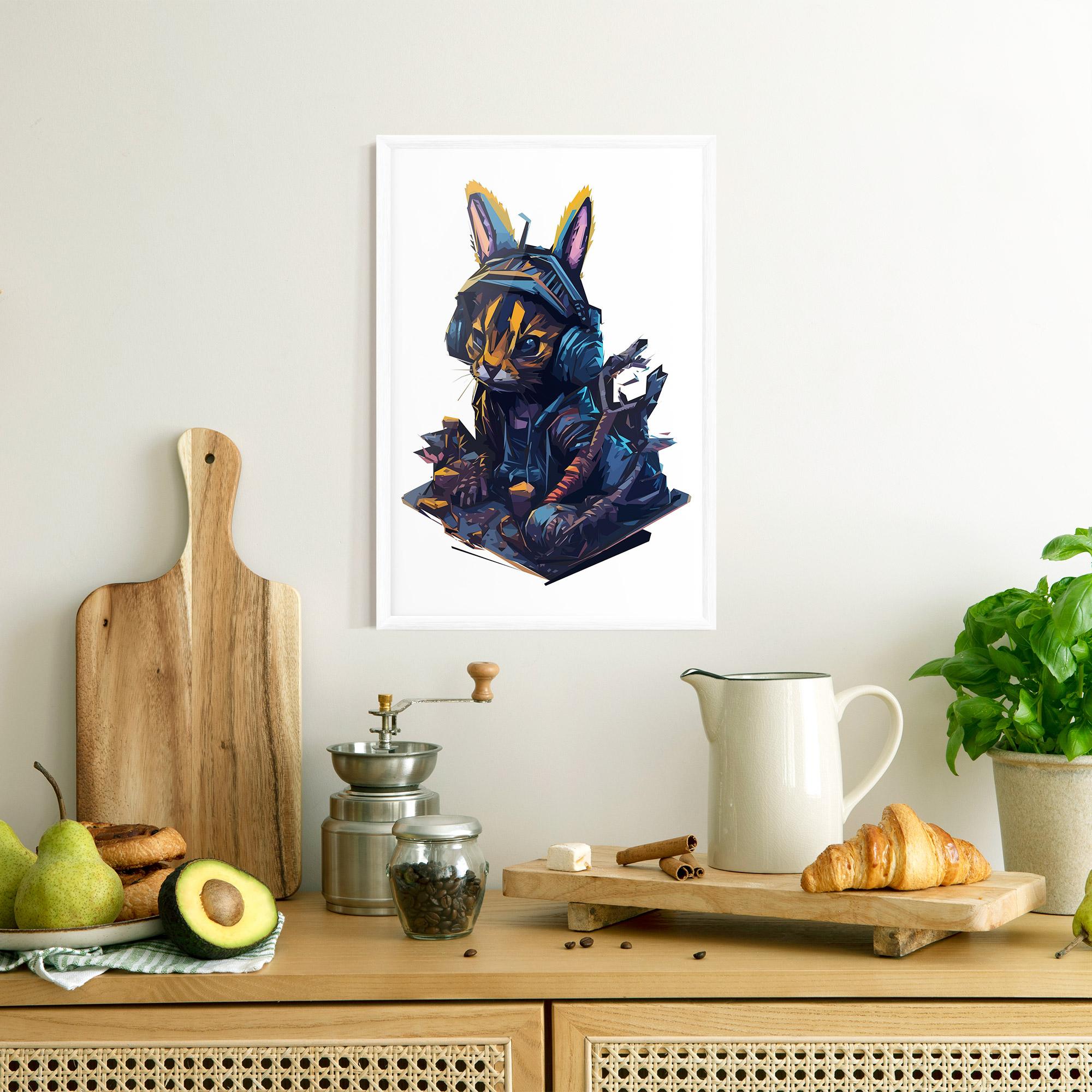 Keretezett Poszter Orange Rabbit Headset mockup 8