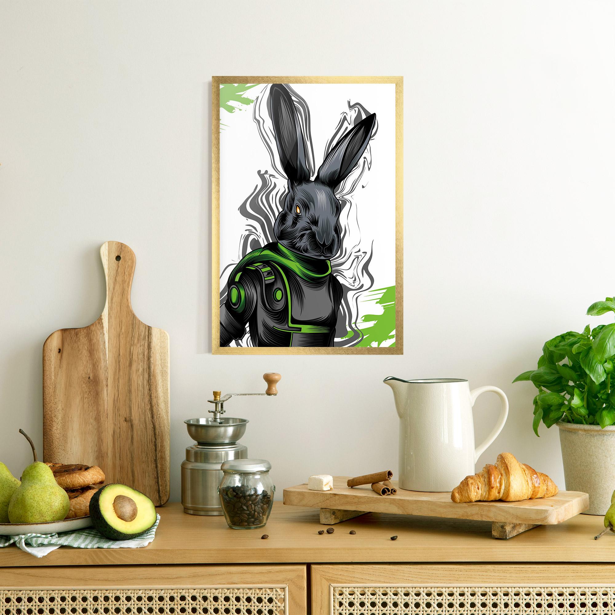 Keretezett Poszter Cyborg Green Bunny mockup 8