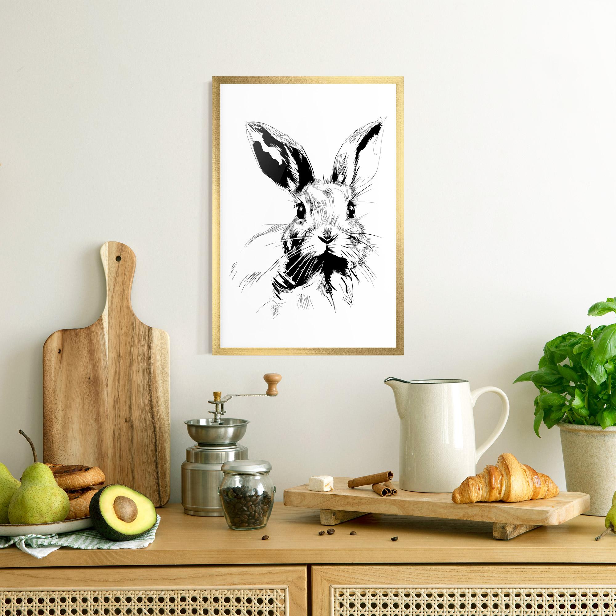 Keretezett Poszter Rabbit Looking mockup 8