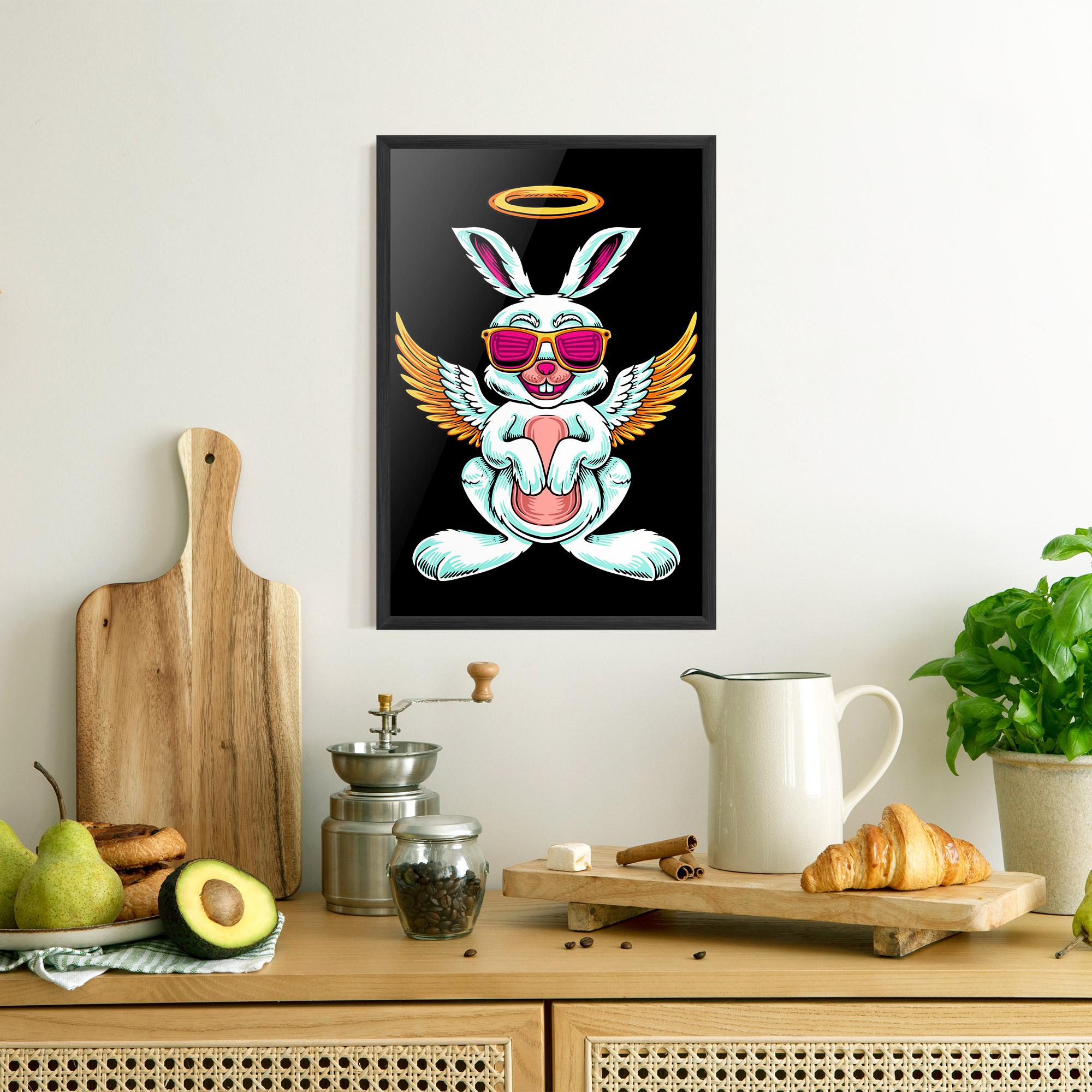 Keretezett Poszter Angel Cool Bunny mockup 8