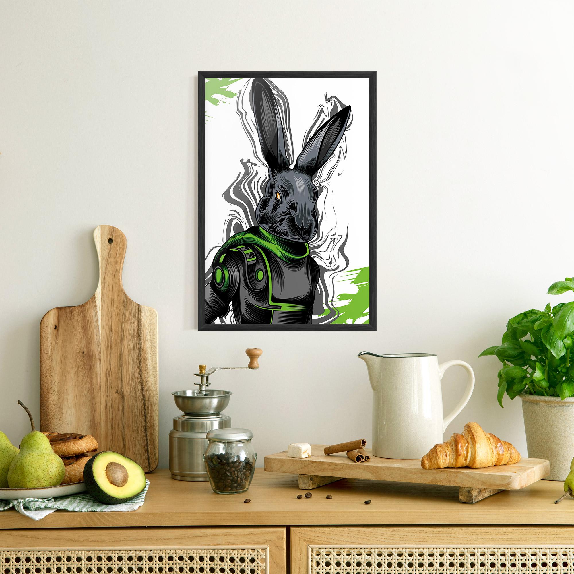 Keretezett Poszter Cyborg Green Bunny mockup 8