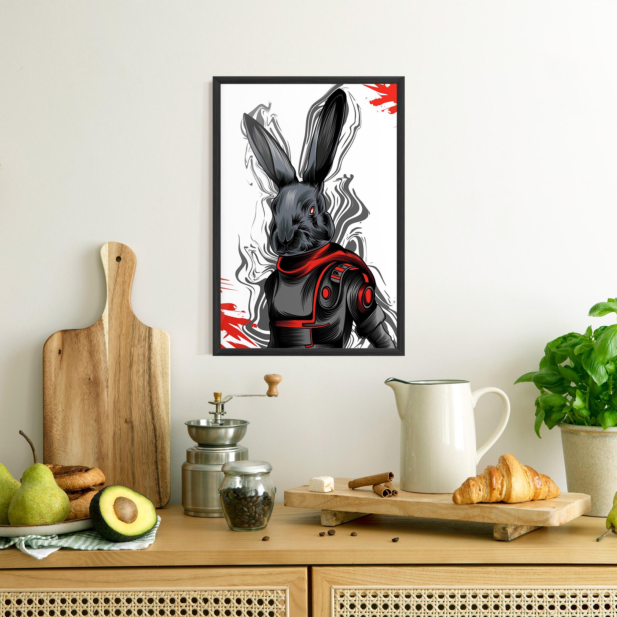 Keretezett Poszter Red Robot Bunny mockup 8