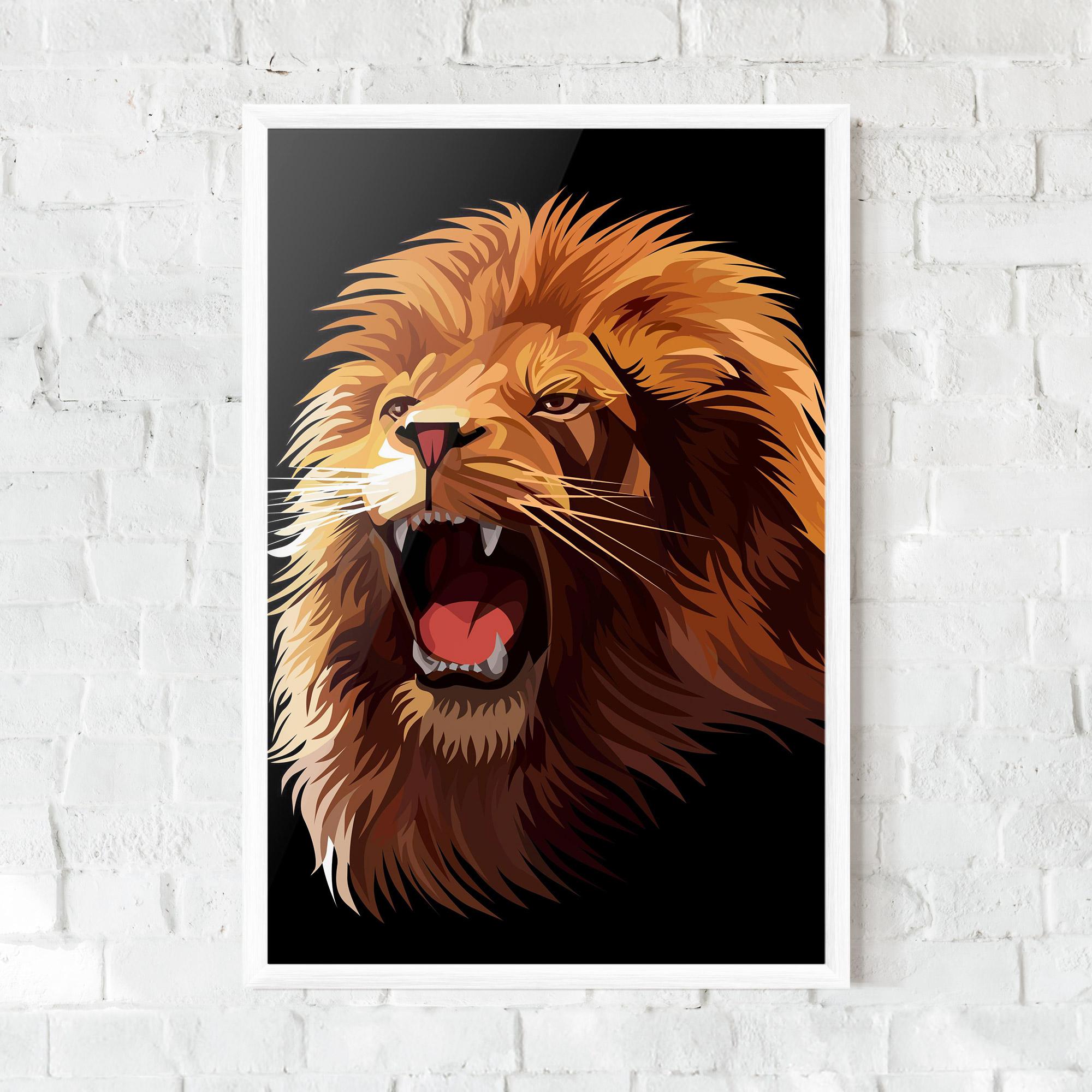 Keretezett Poszter Angry Lion Head mockup 0