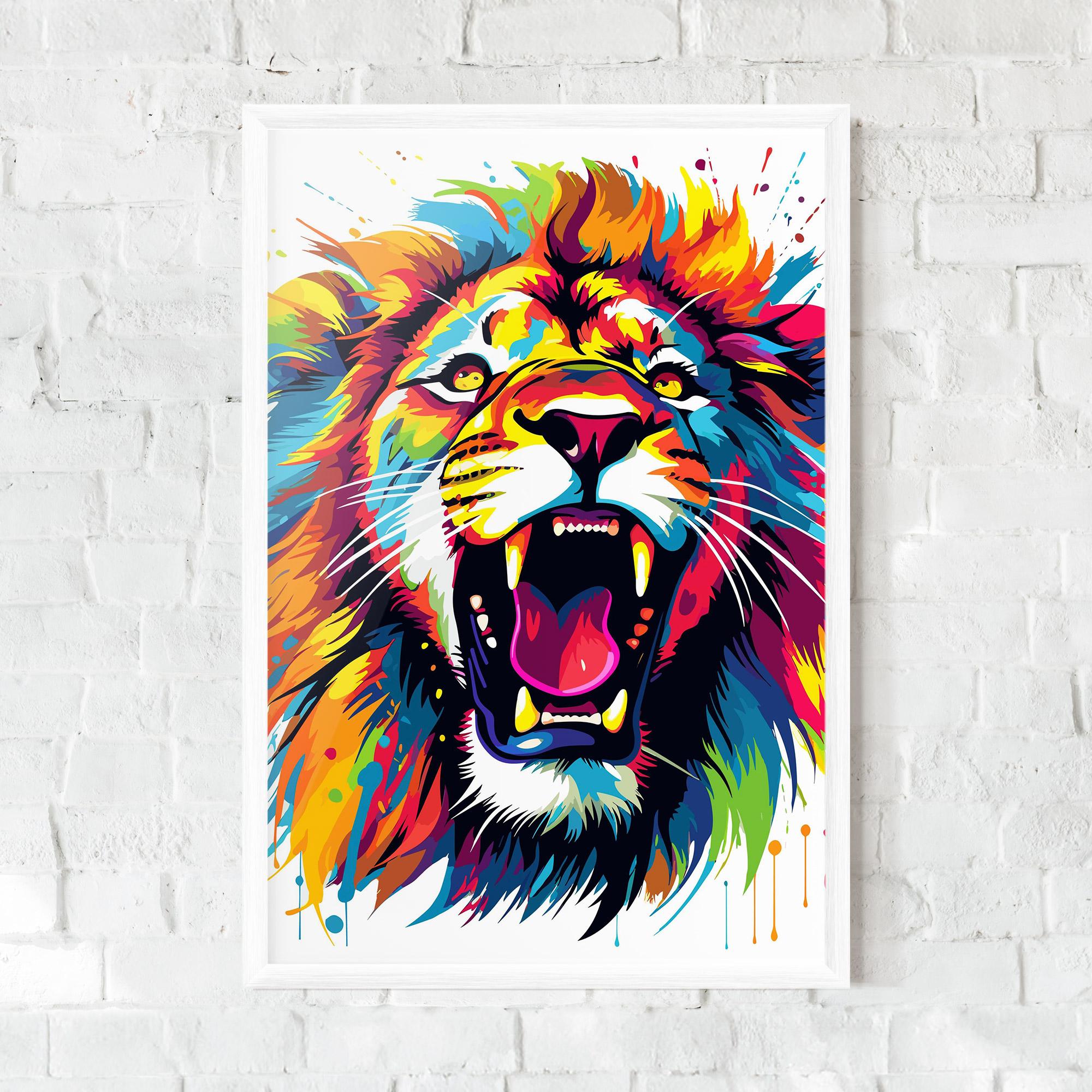 Keretezett Poszter Angry Lion Mix mockup 0