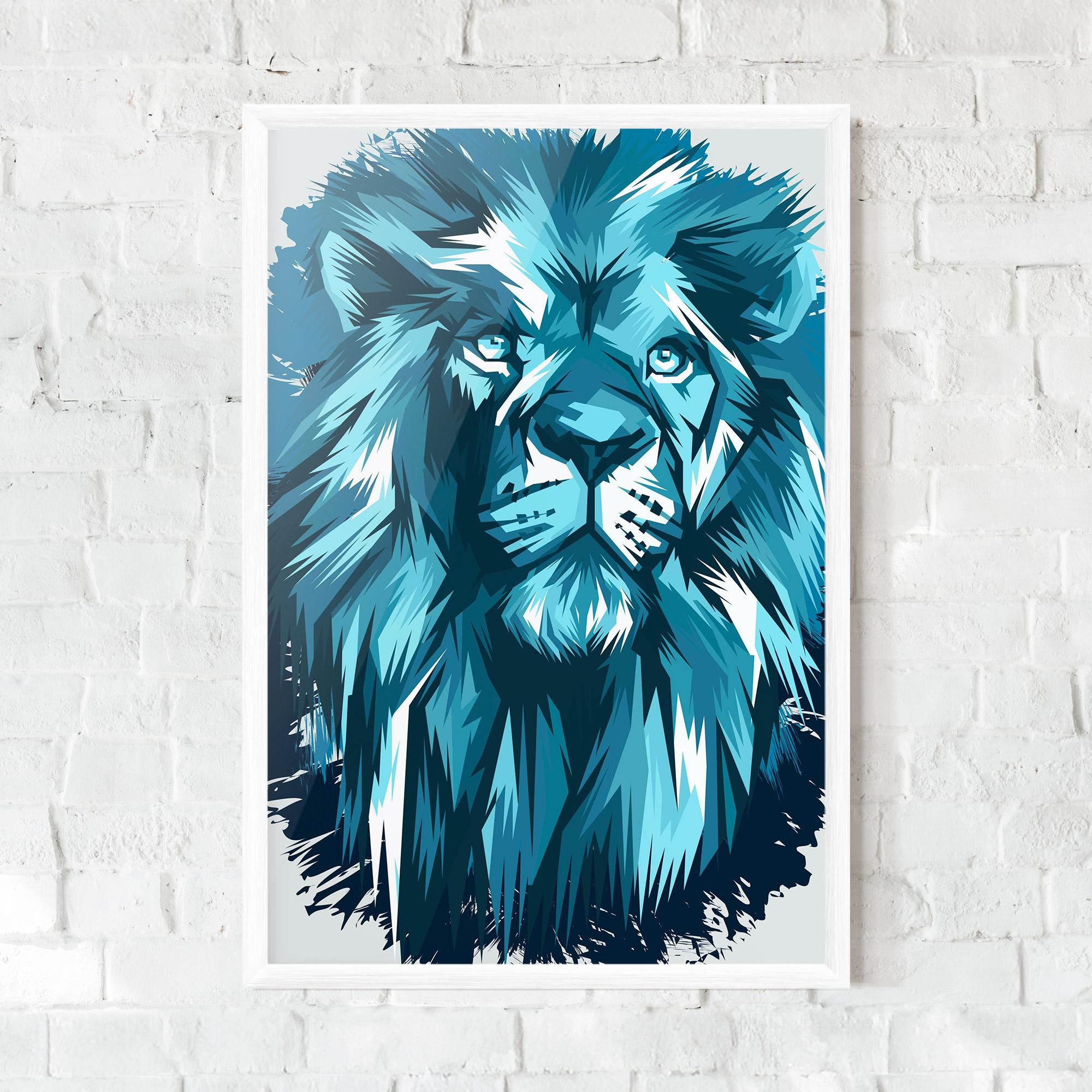 Keretezett Poszter Blue Lion Head mockup 0