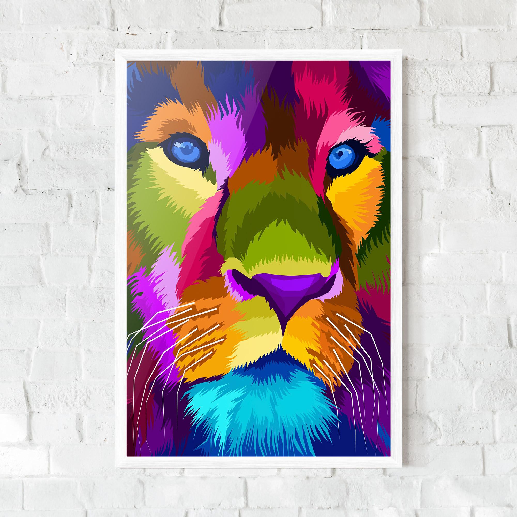Keretezett Poszter Color Lion Close Up mockup 0