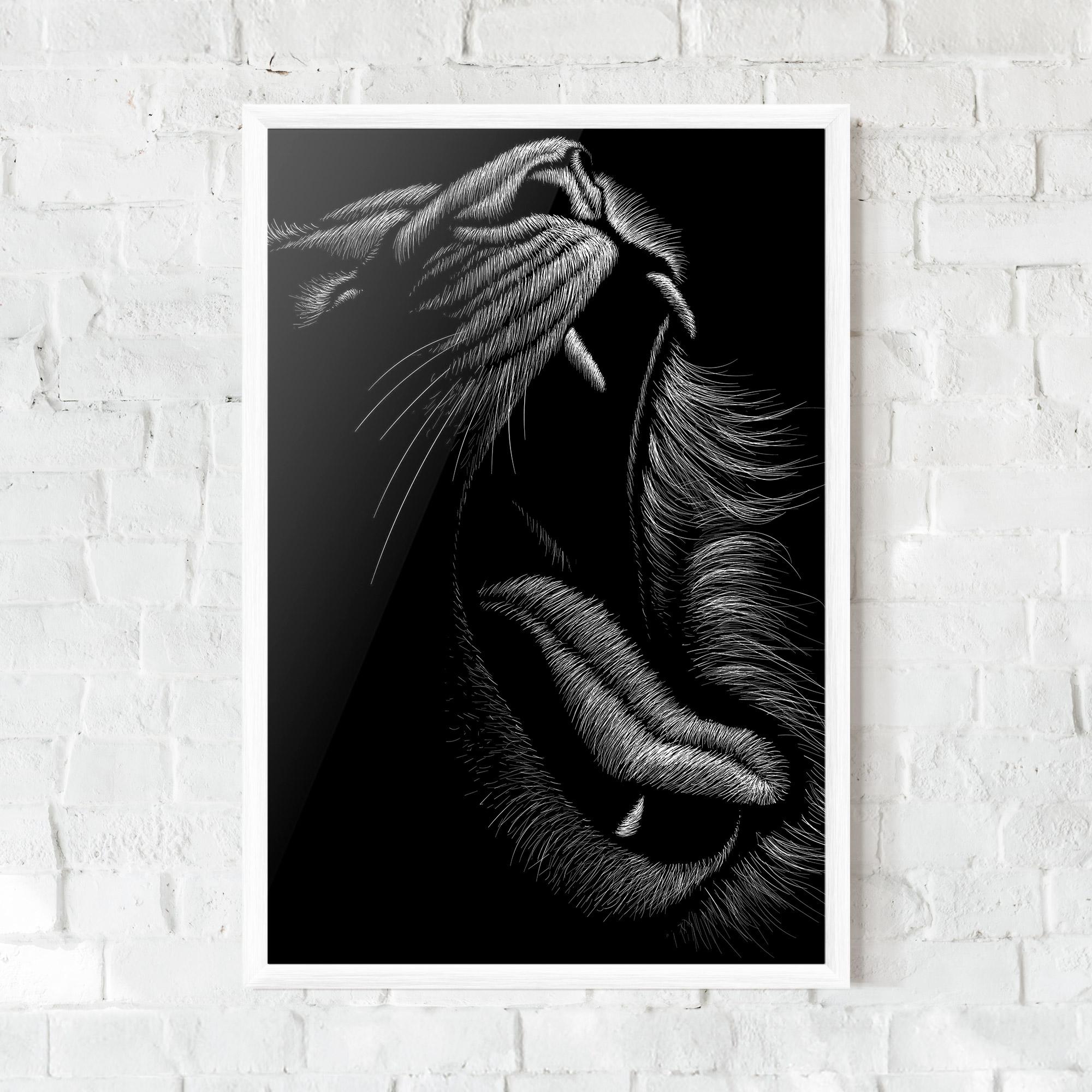 Keretezett Poszter Lion Bite Line mockup 0