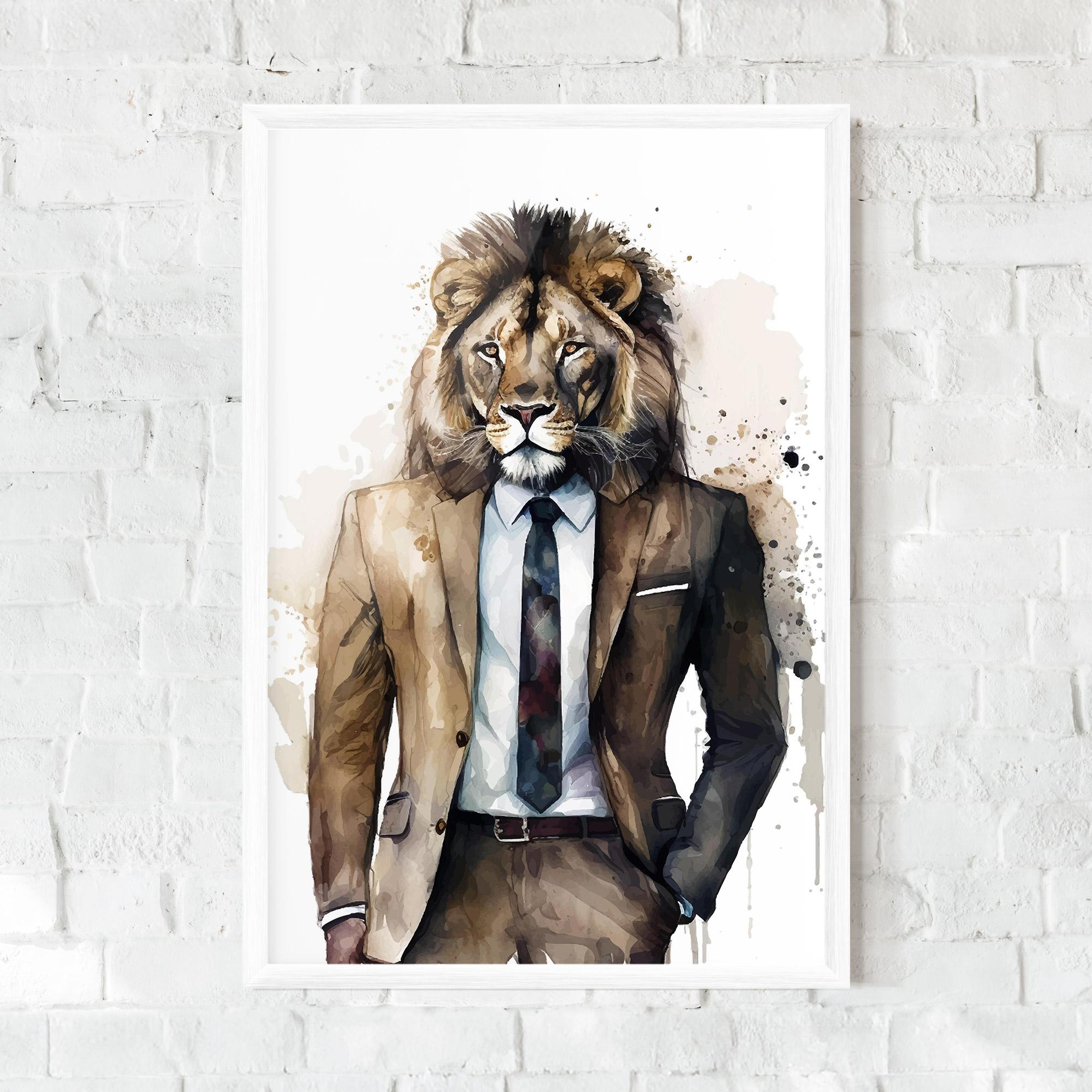 Keretezett Poszter Lion In Suit mockup 0