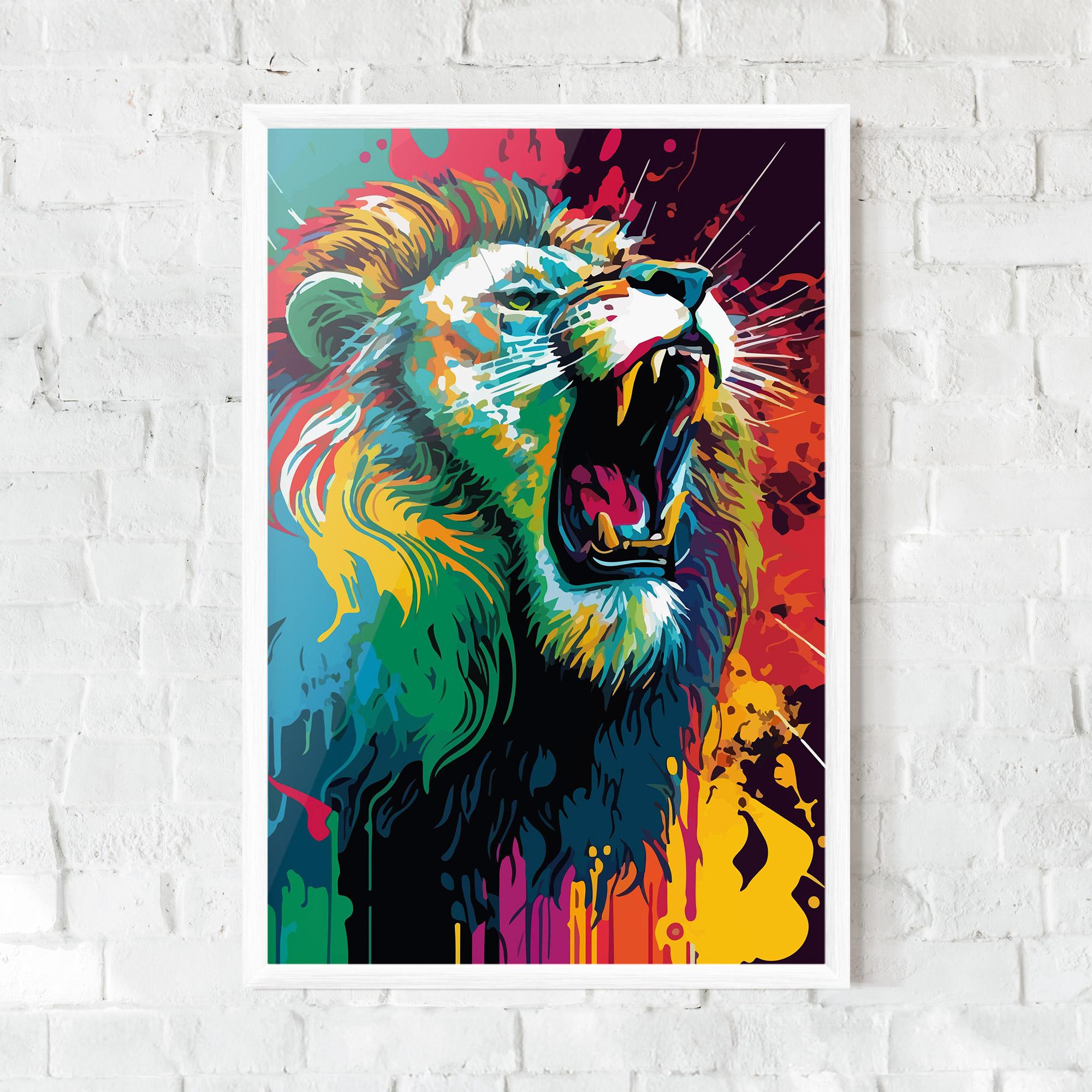 Keretezett Poszter Lion Splash mockup 0