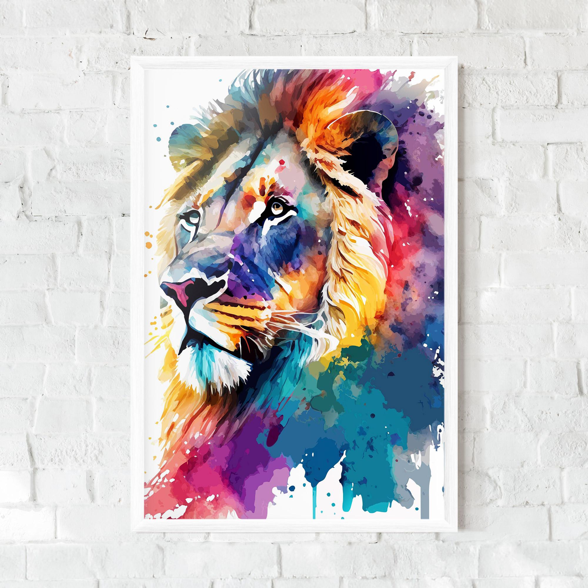 Keretezett Poszter Vibrant Color Lion mockup 0