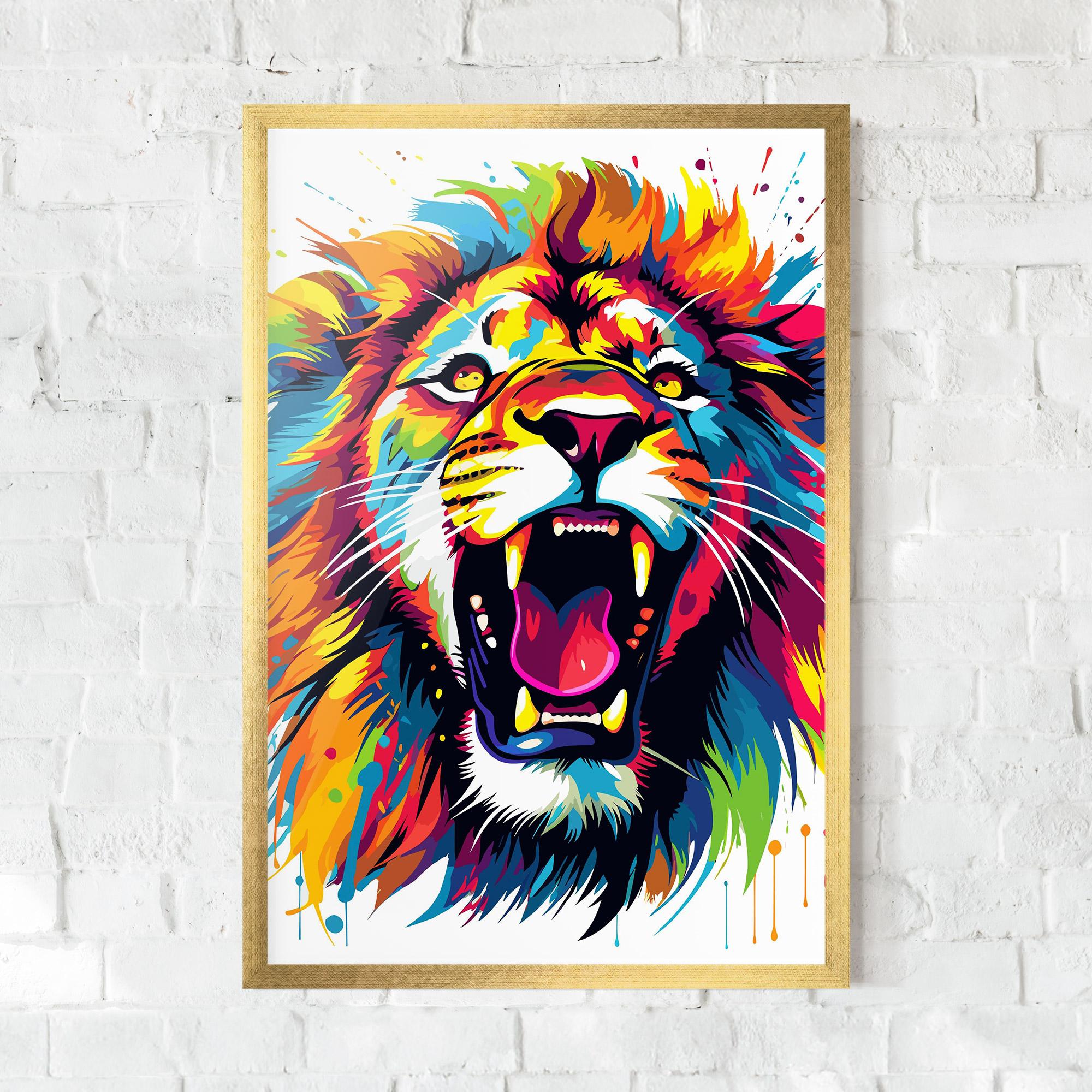 Keretezett Poszter Angry Lion Mix mockup 0
