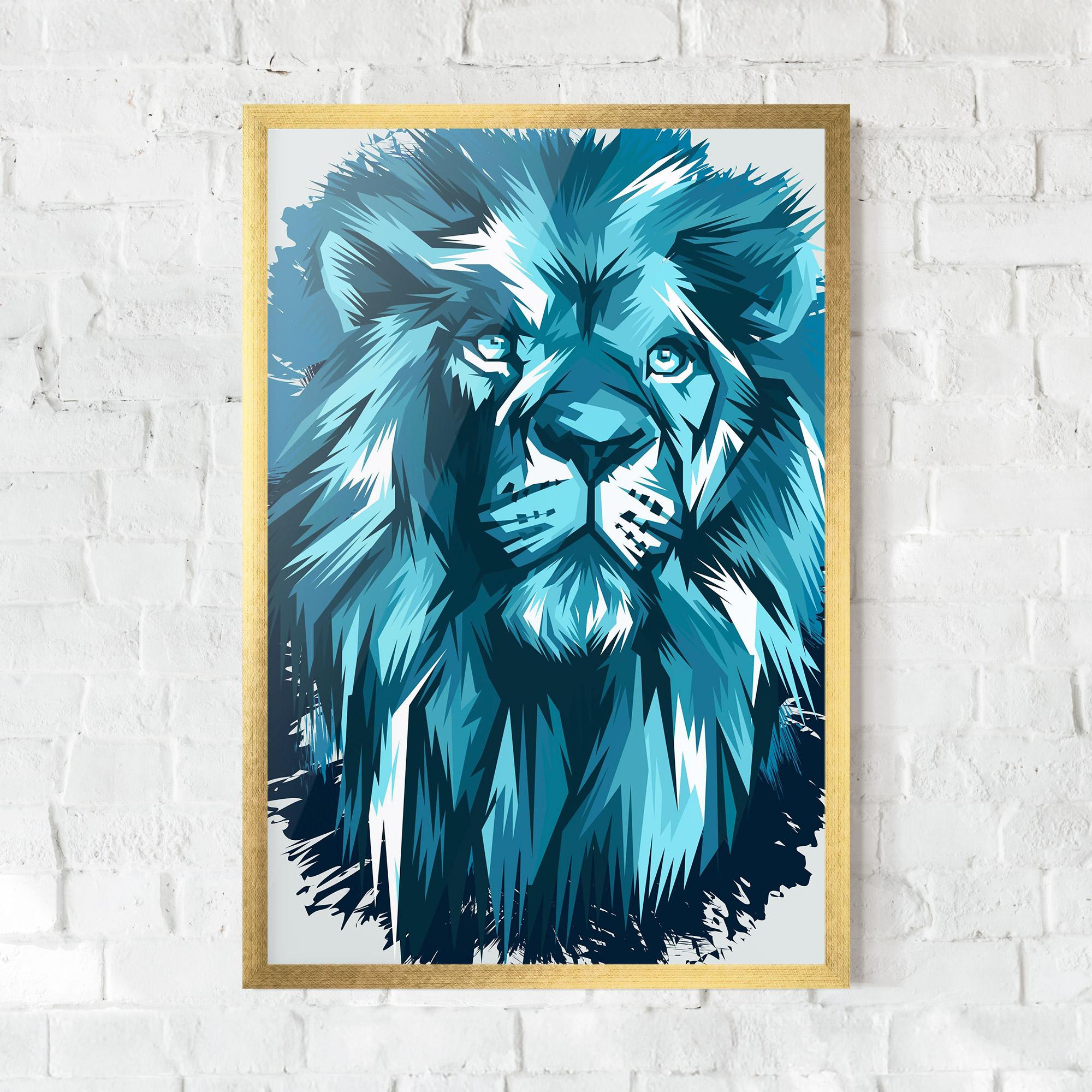 Keretezett Poszter Blue Lion Head mockup 0