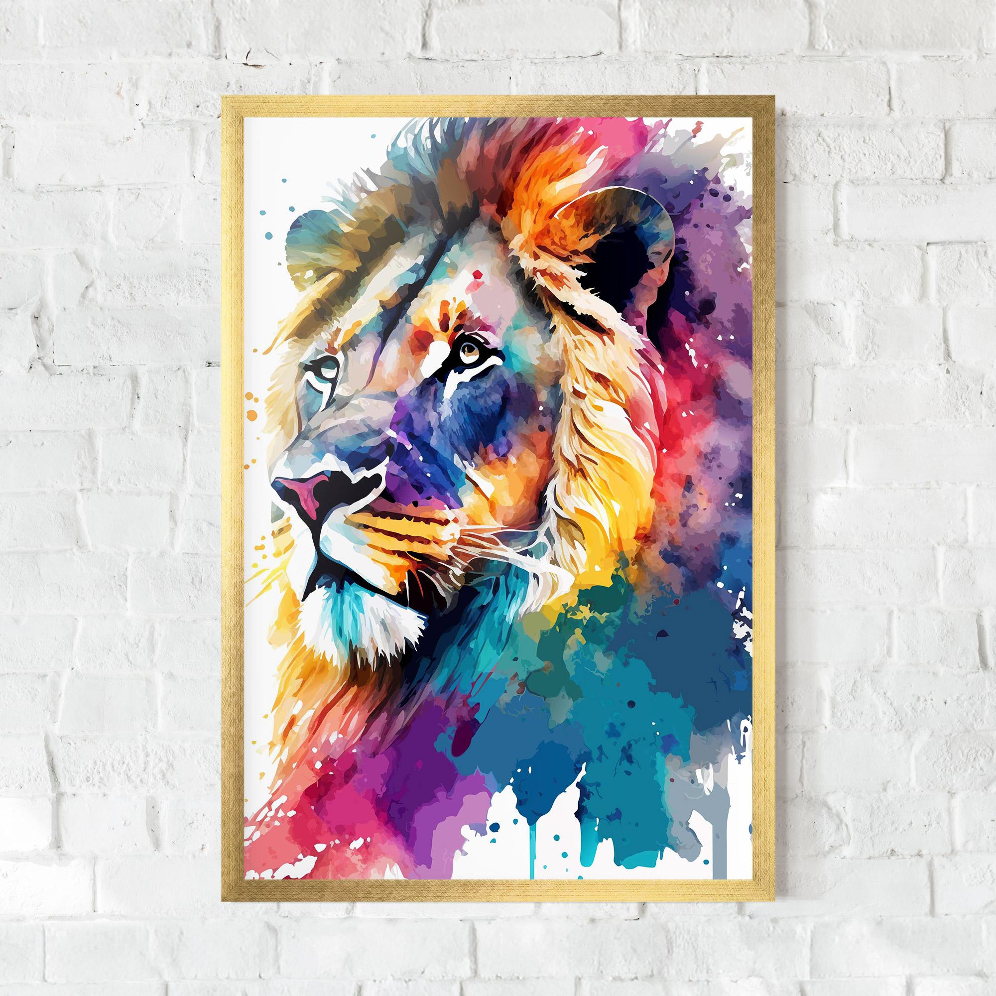 Keretezett Poszter Vibrant Color Lion mockup 0